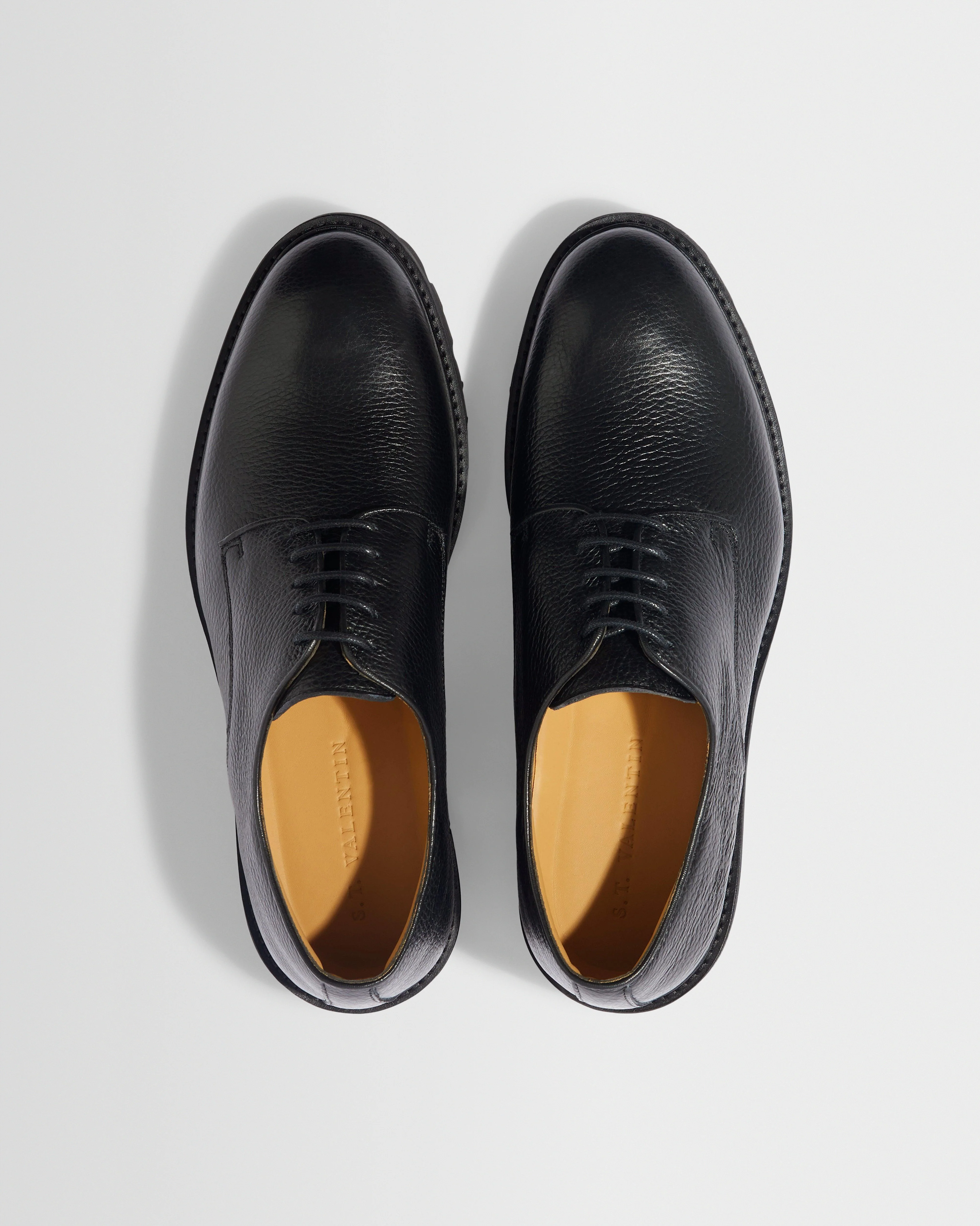 S.T. Valentin - Black Grained Italian Leather Derby Shoes - Image 2