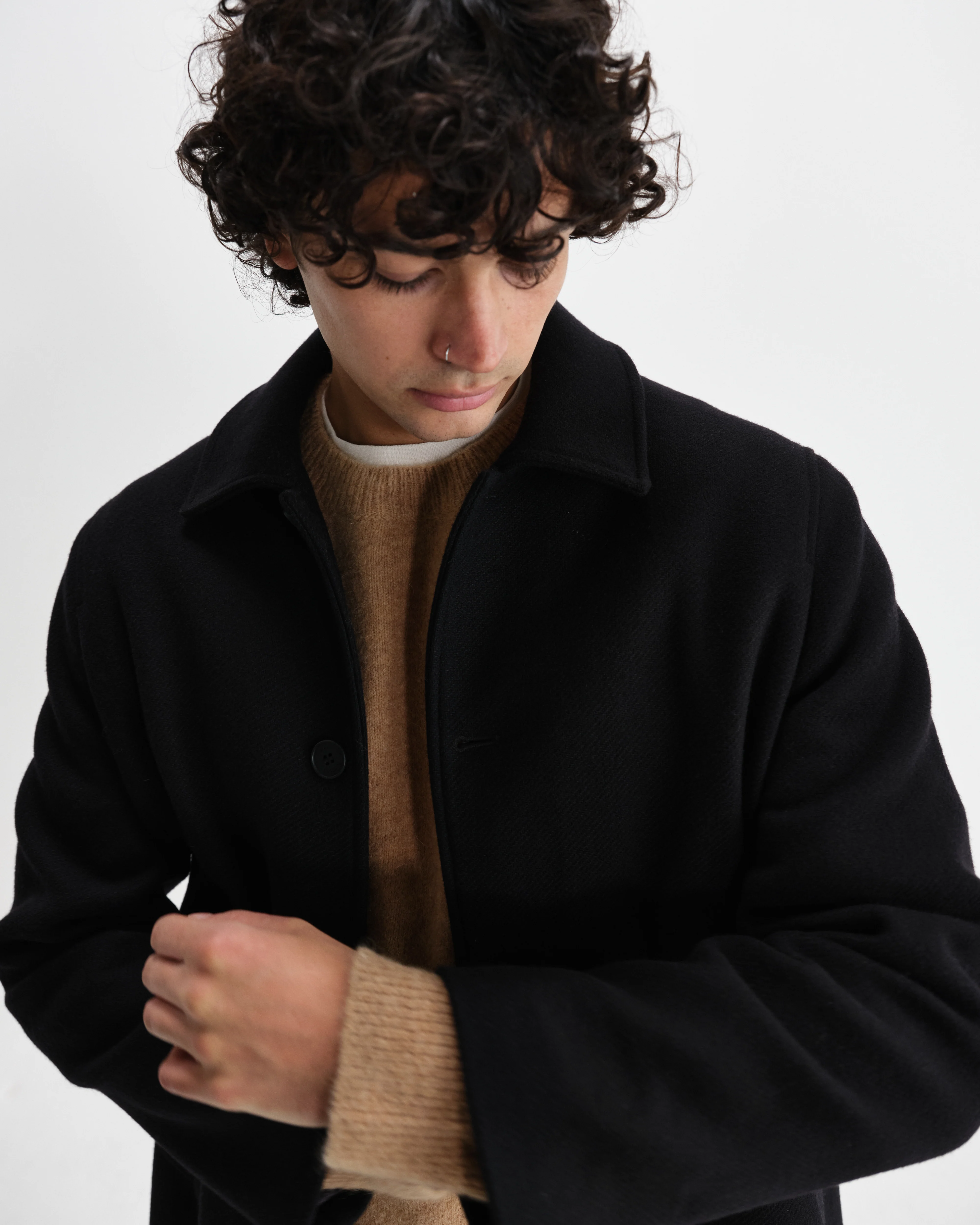Stan - Black Wool-Twill Car Coat - Image 3