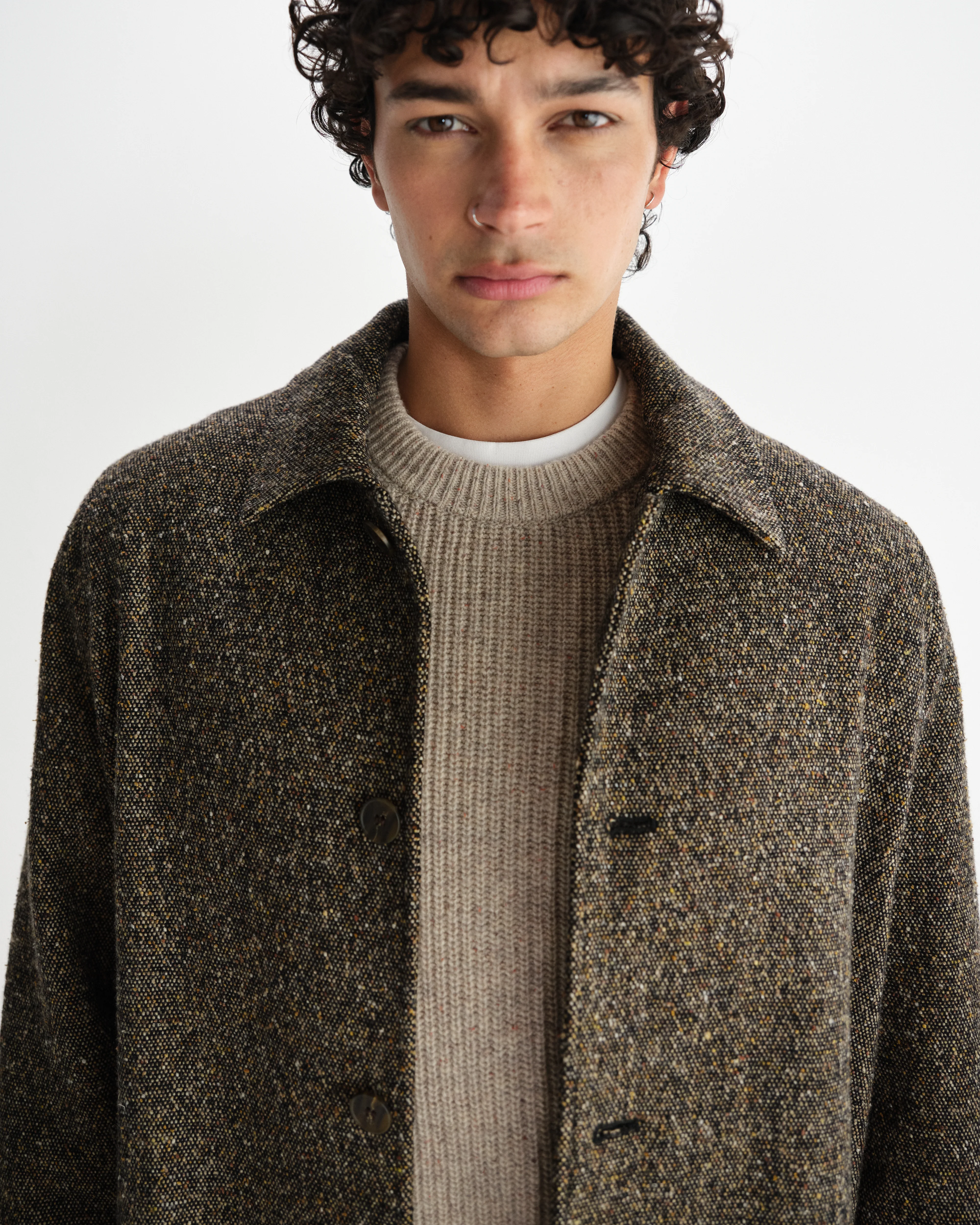Stan - Brown Fleck Tweed Car Coat - Image 3