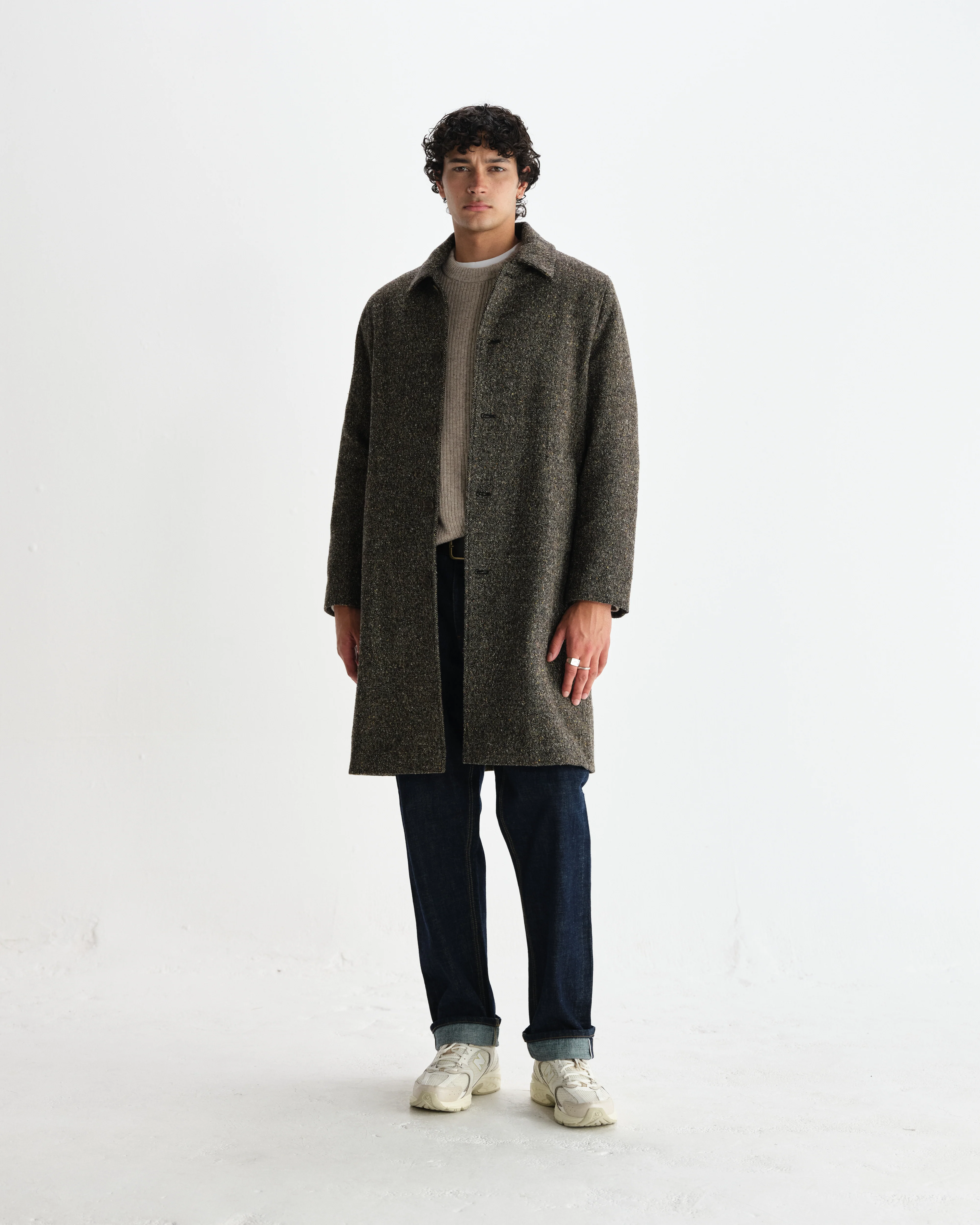Stan - Brown Fleck Tweed Car Coat - Image 4