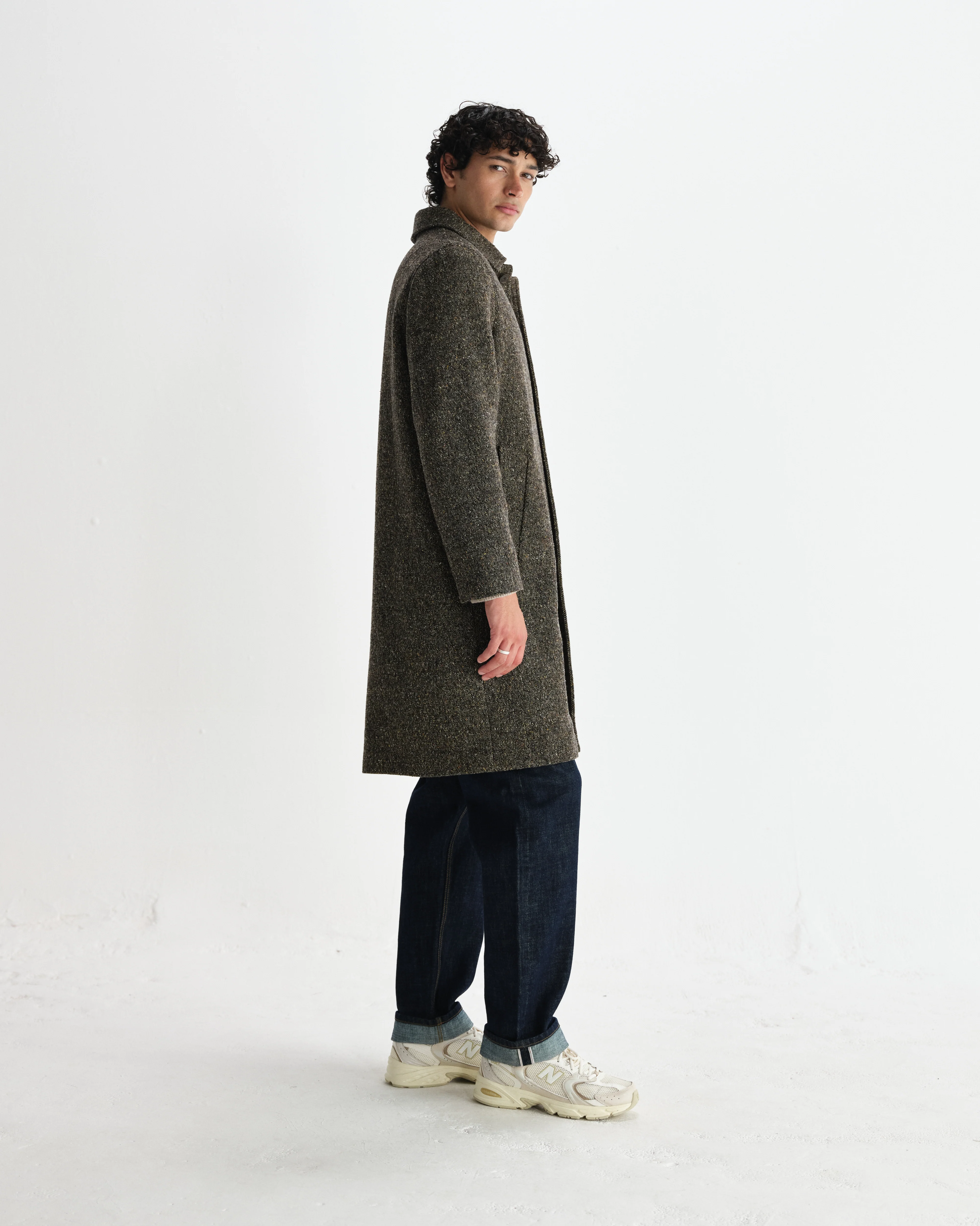 Stan - Brown Fleck Tweed Car Coat - Image 5