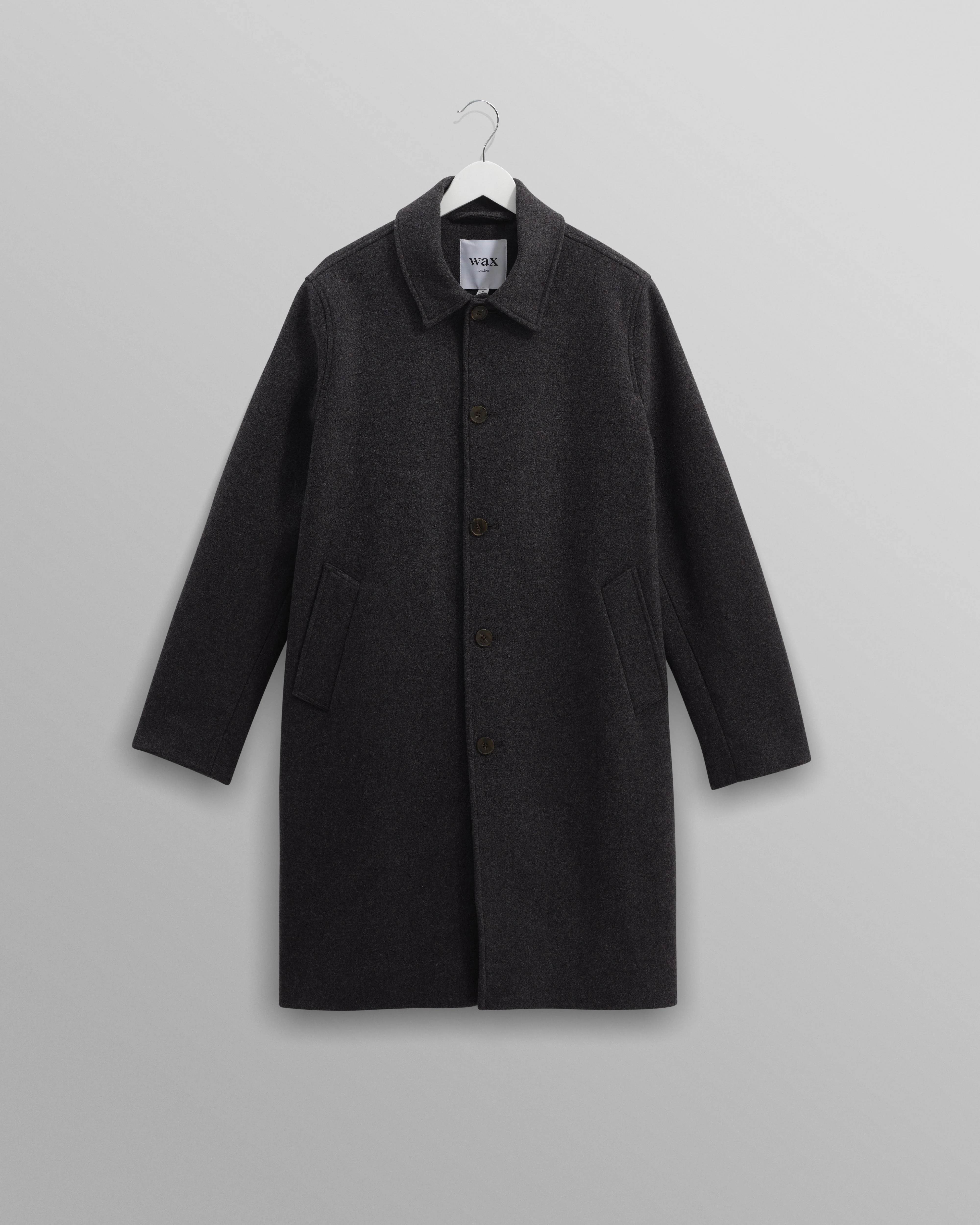 Stan - Charcoal Twill Wool Car Coat