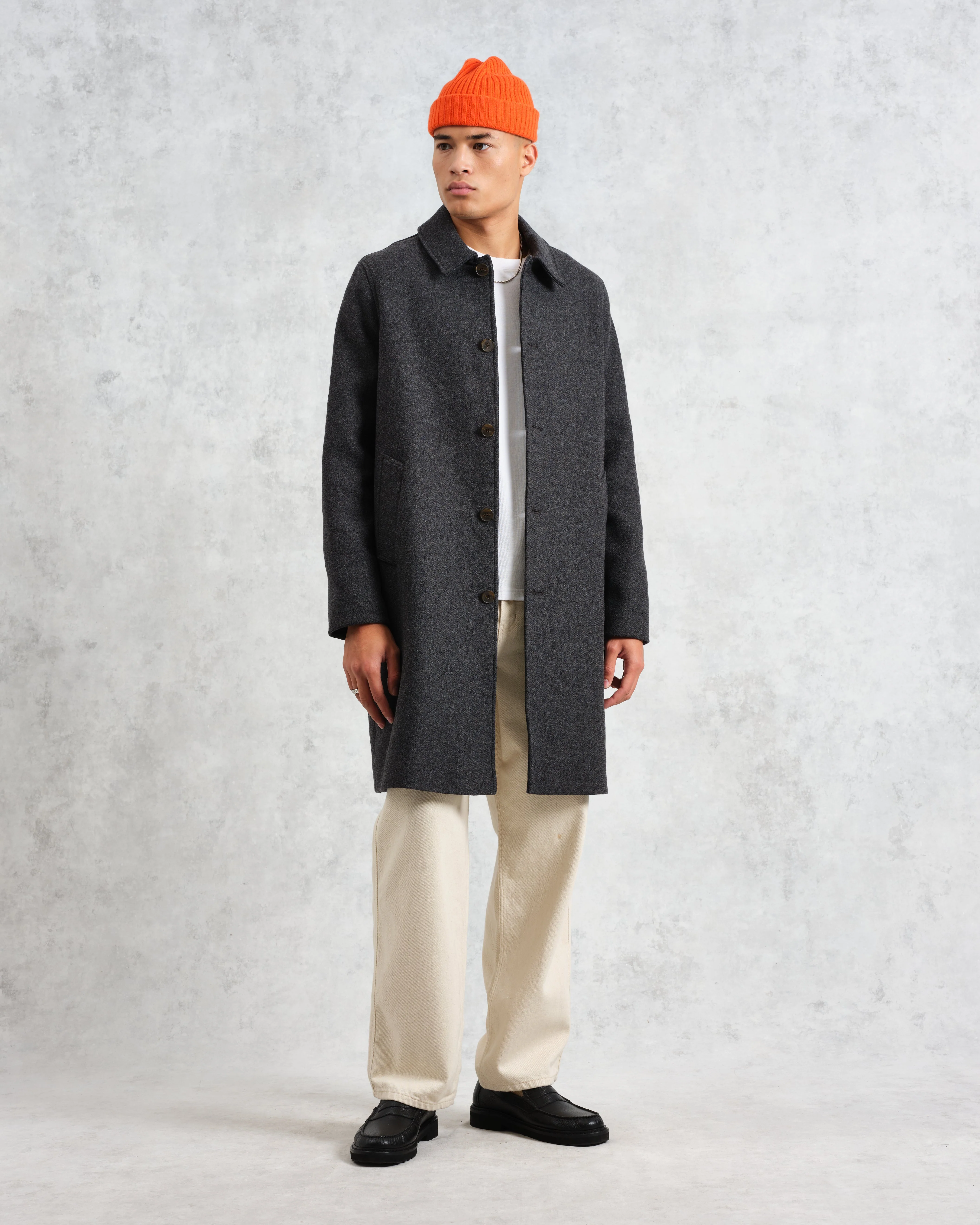 Stan - Charcoal Twill Wool Car Coat - Image 2