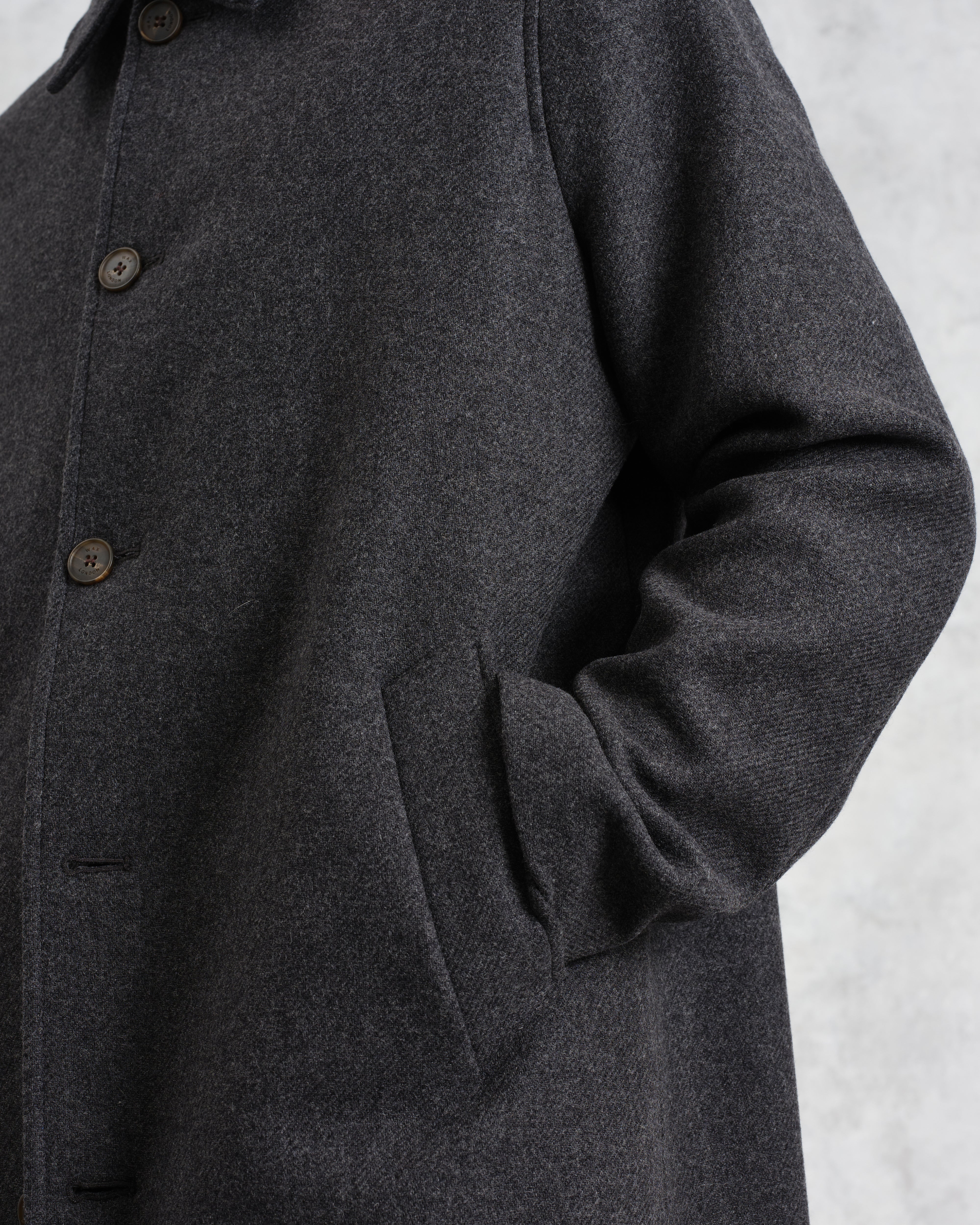 Stan - Charcoal Twill Wool Car Coat - Image 4