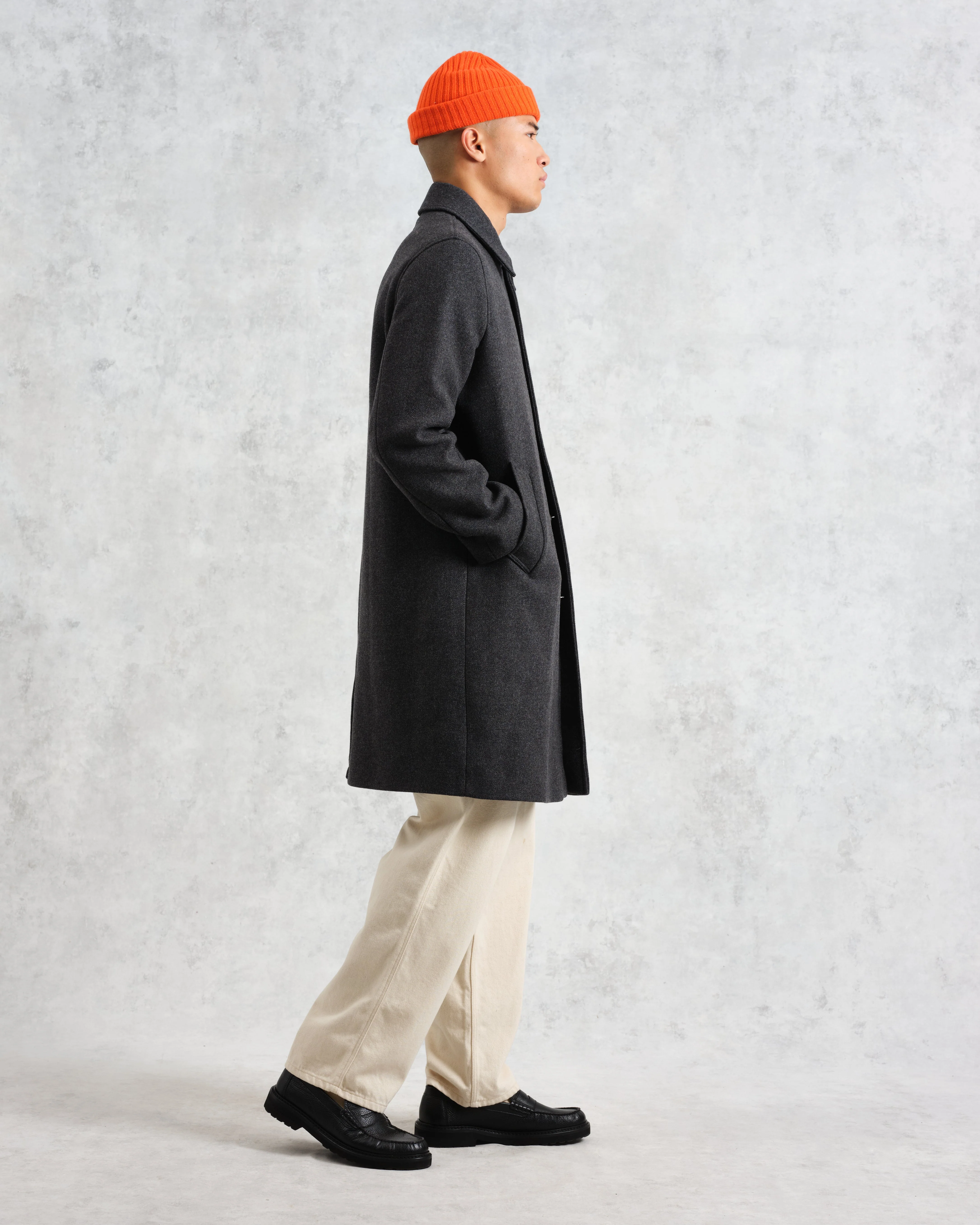 Stan - Charcoal Twill Wool Car Coat - Image 5