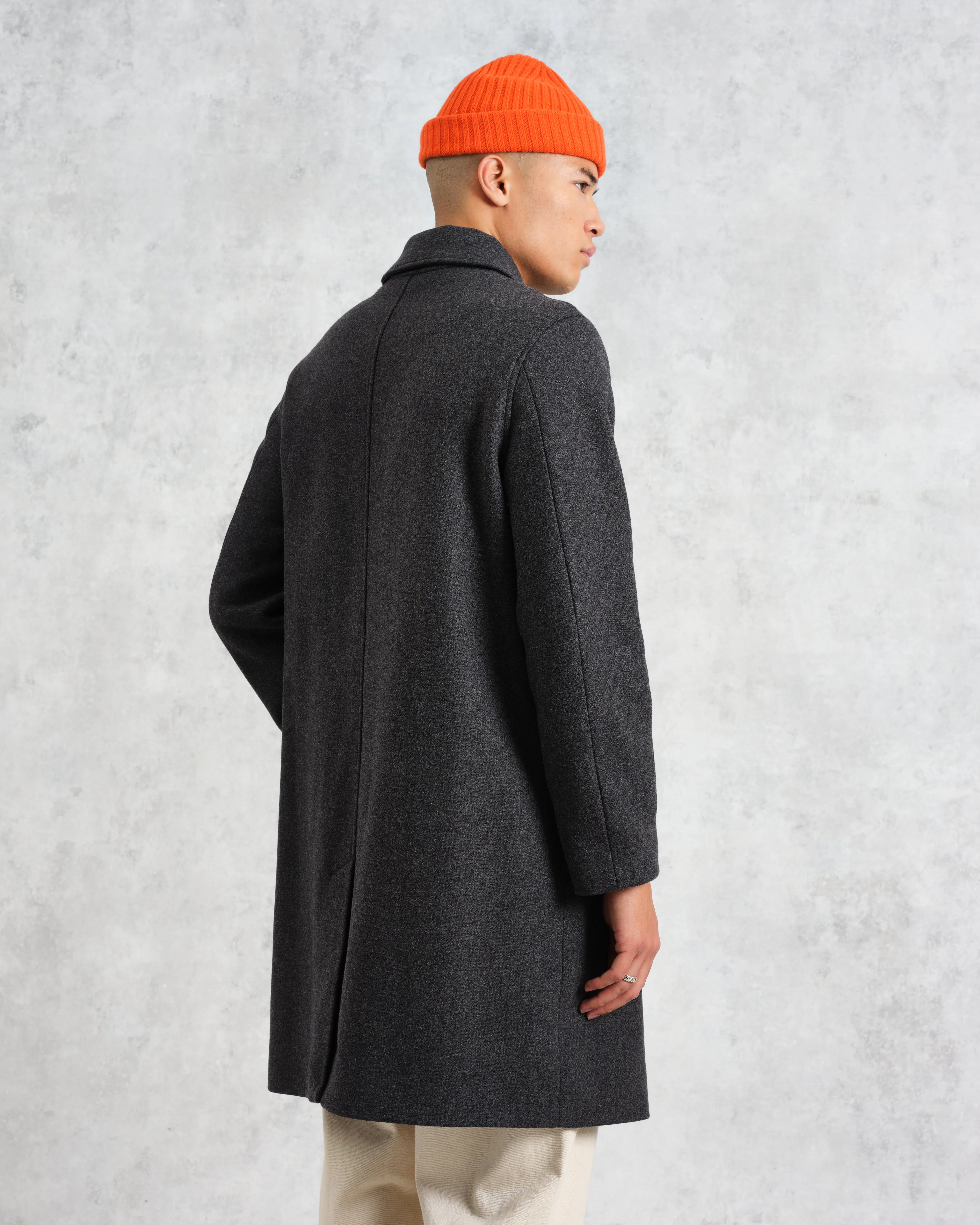 Stan - Charcoal Twill Wool Car Coat - Image 7
