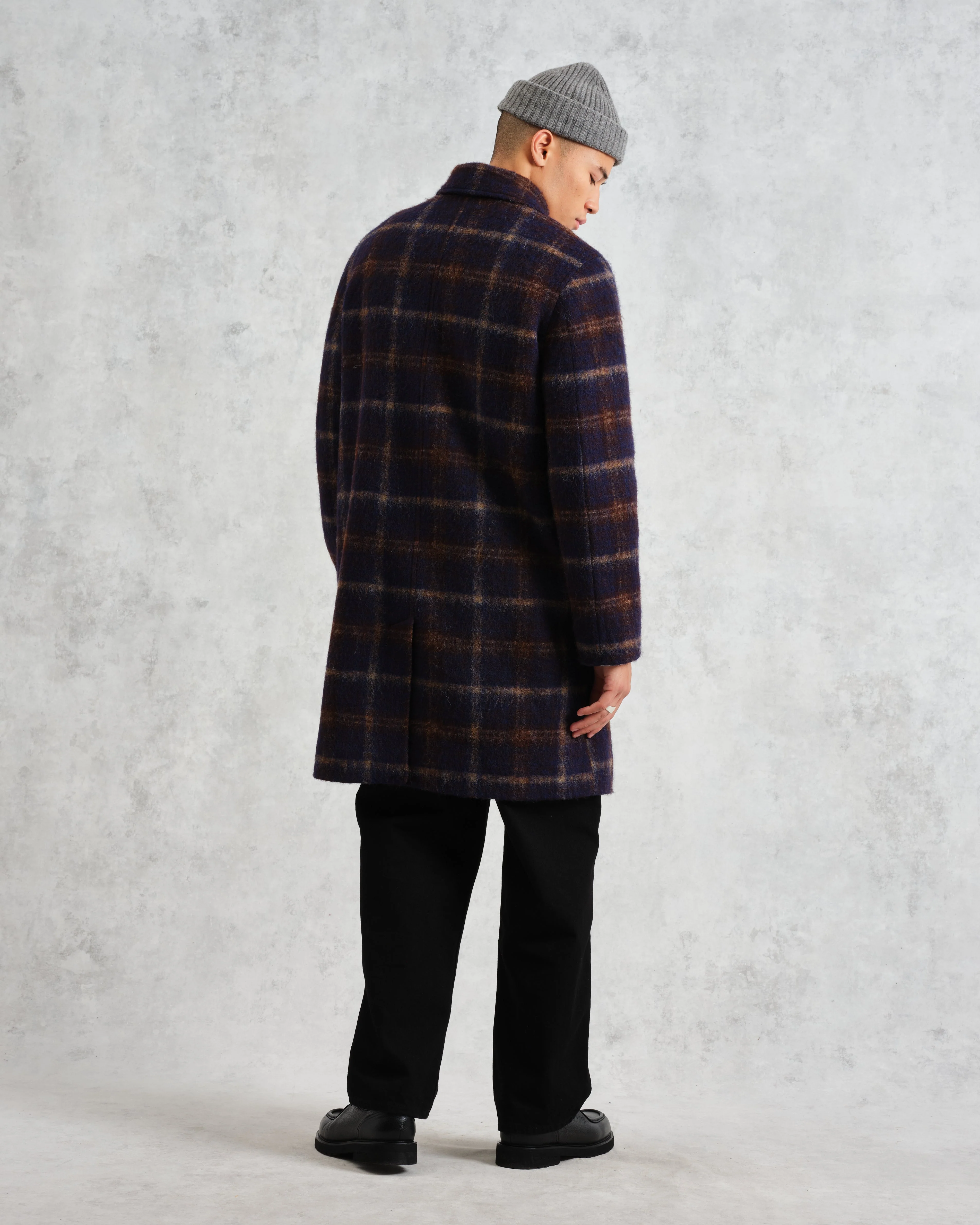 Stan - Navy Check Wool Car Coat - Image 6