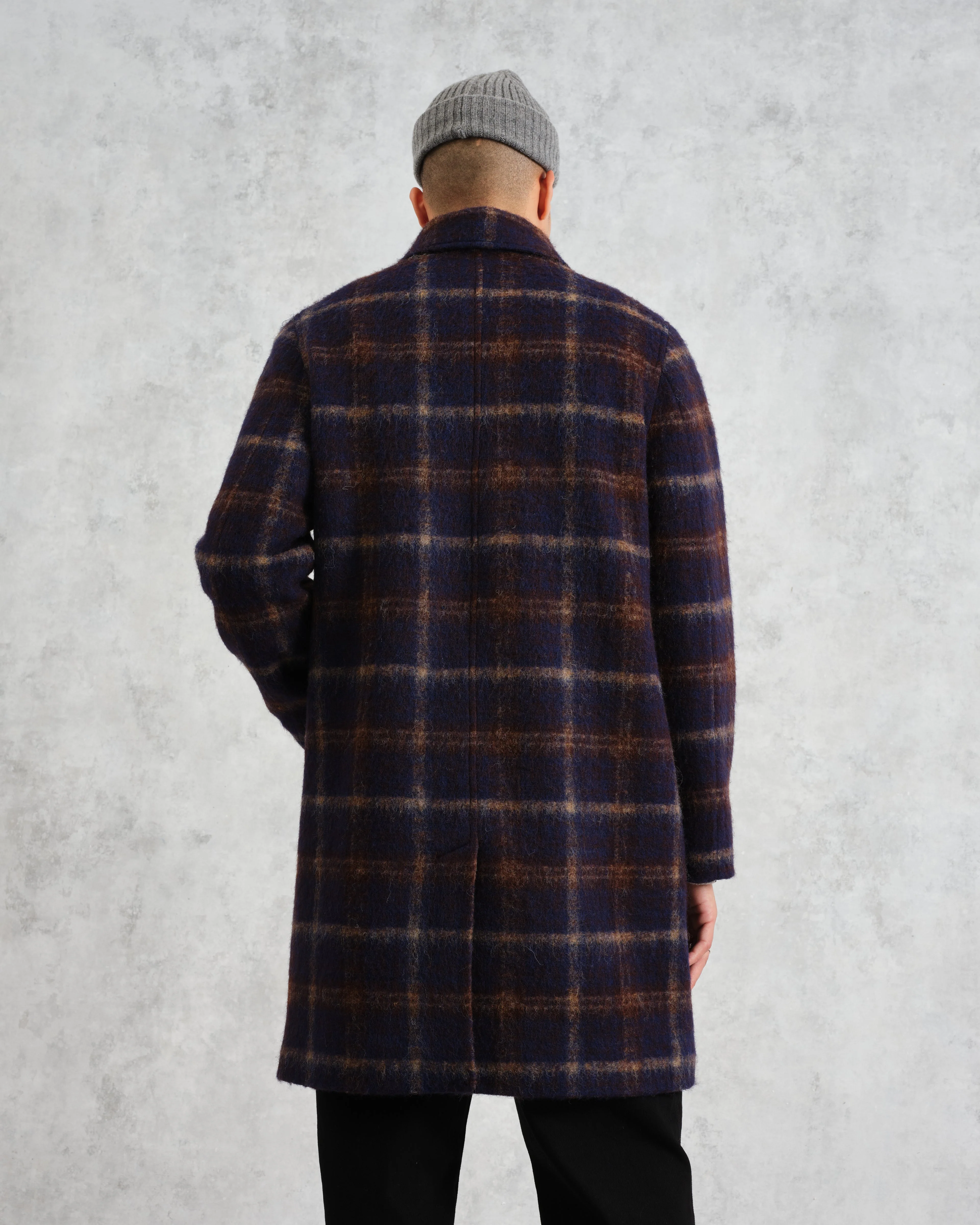 Stan - Navy Check Wool Car Coat - Image 7