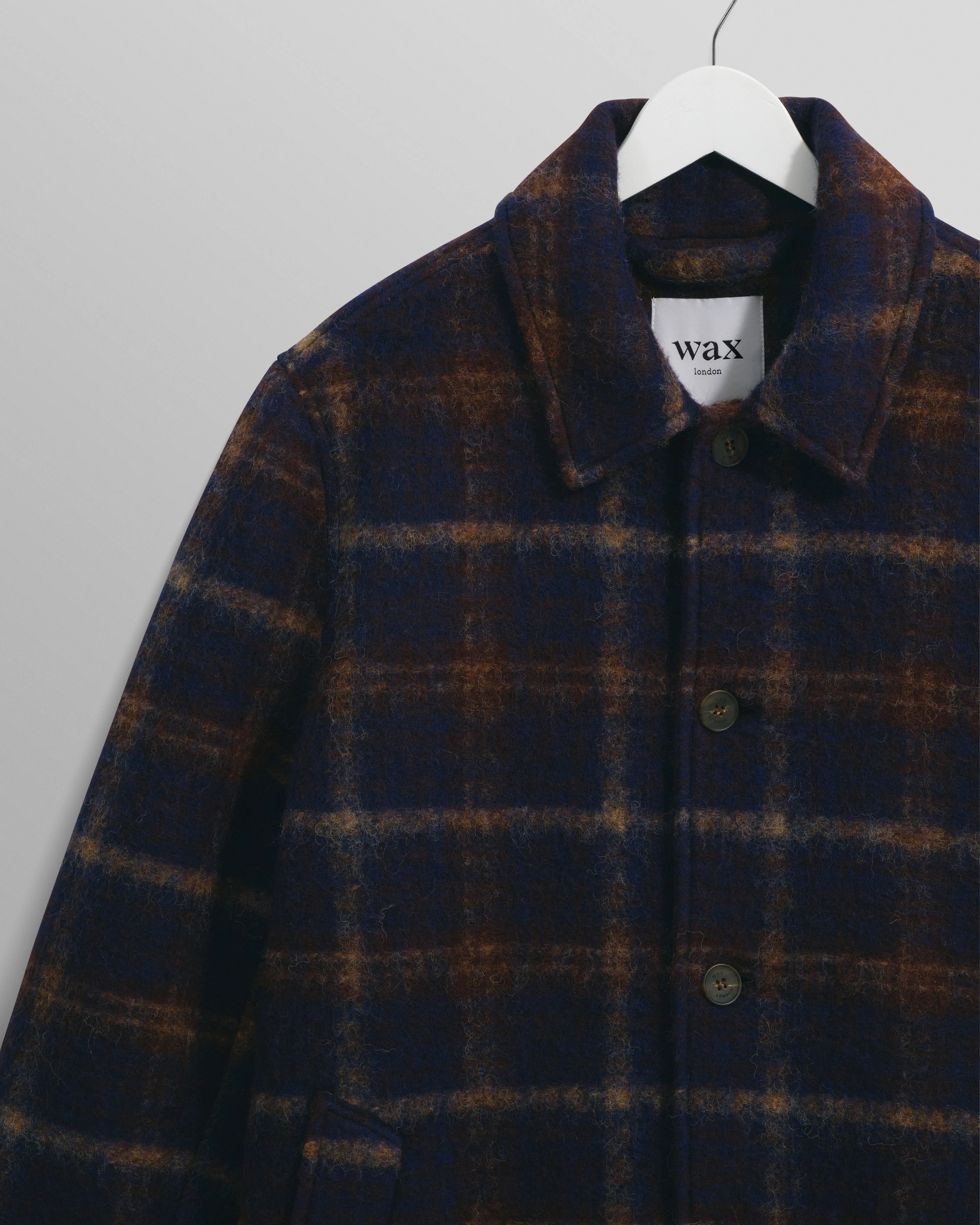 Stan - Navy Check Wool Car Coat - Image 8