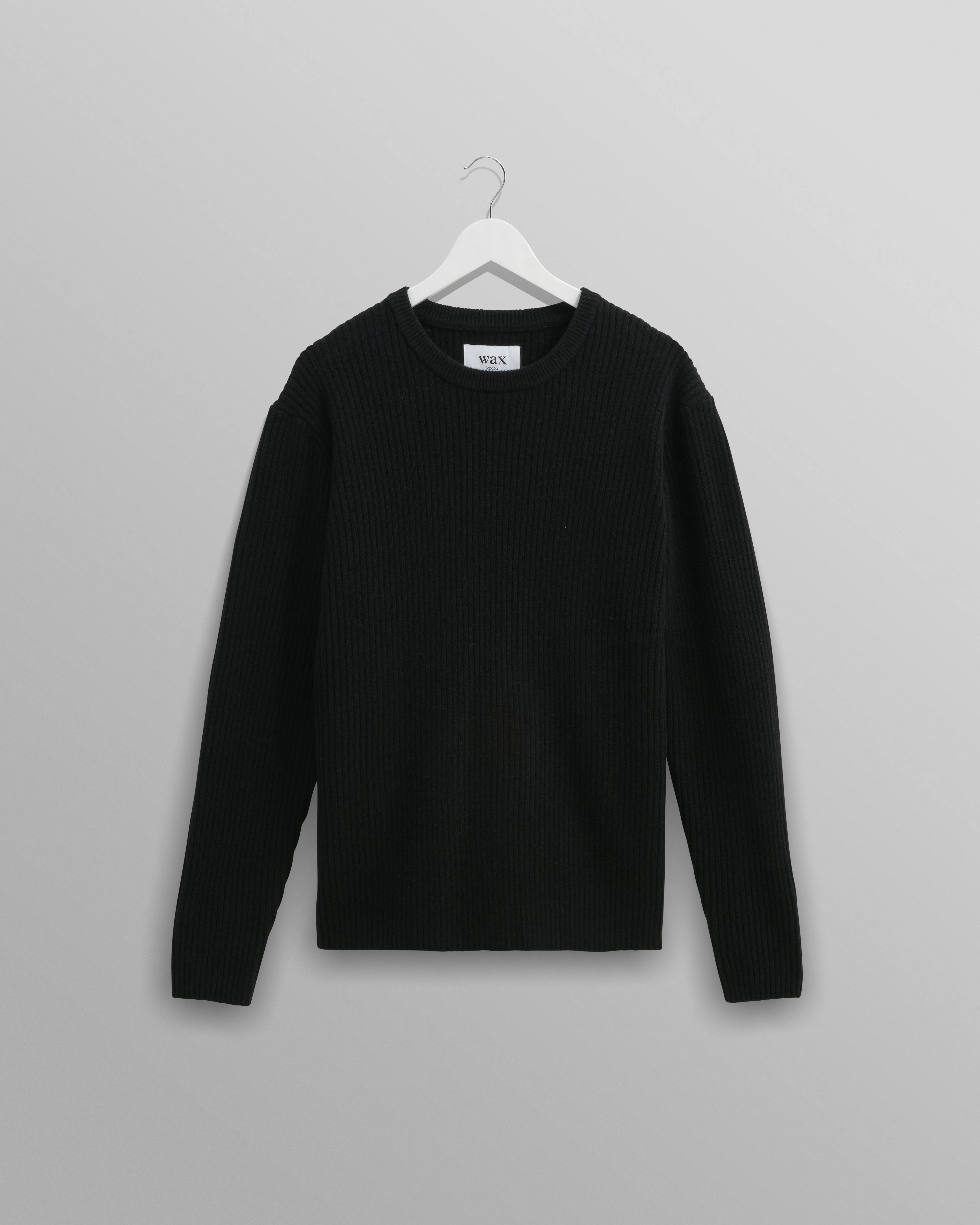 Stanley - Black Rib-Knit Wool Jumper