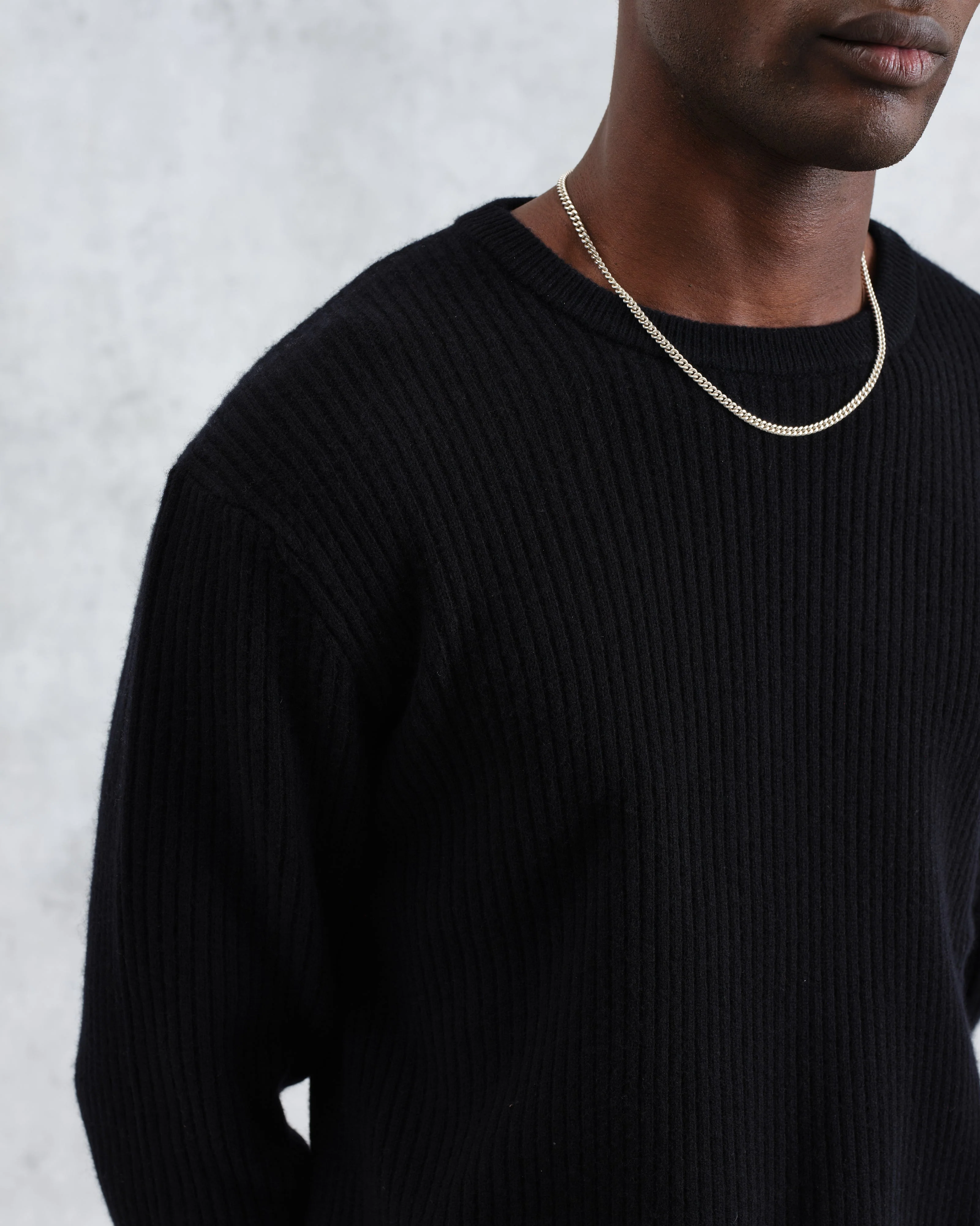 Stanley - Black Rib-Knit Wool Jumper - Image 3