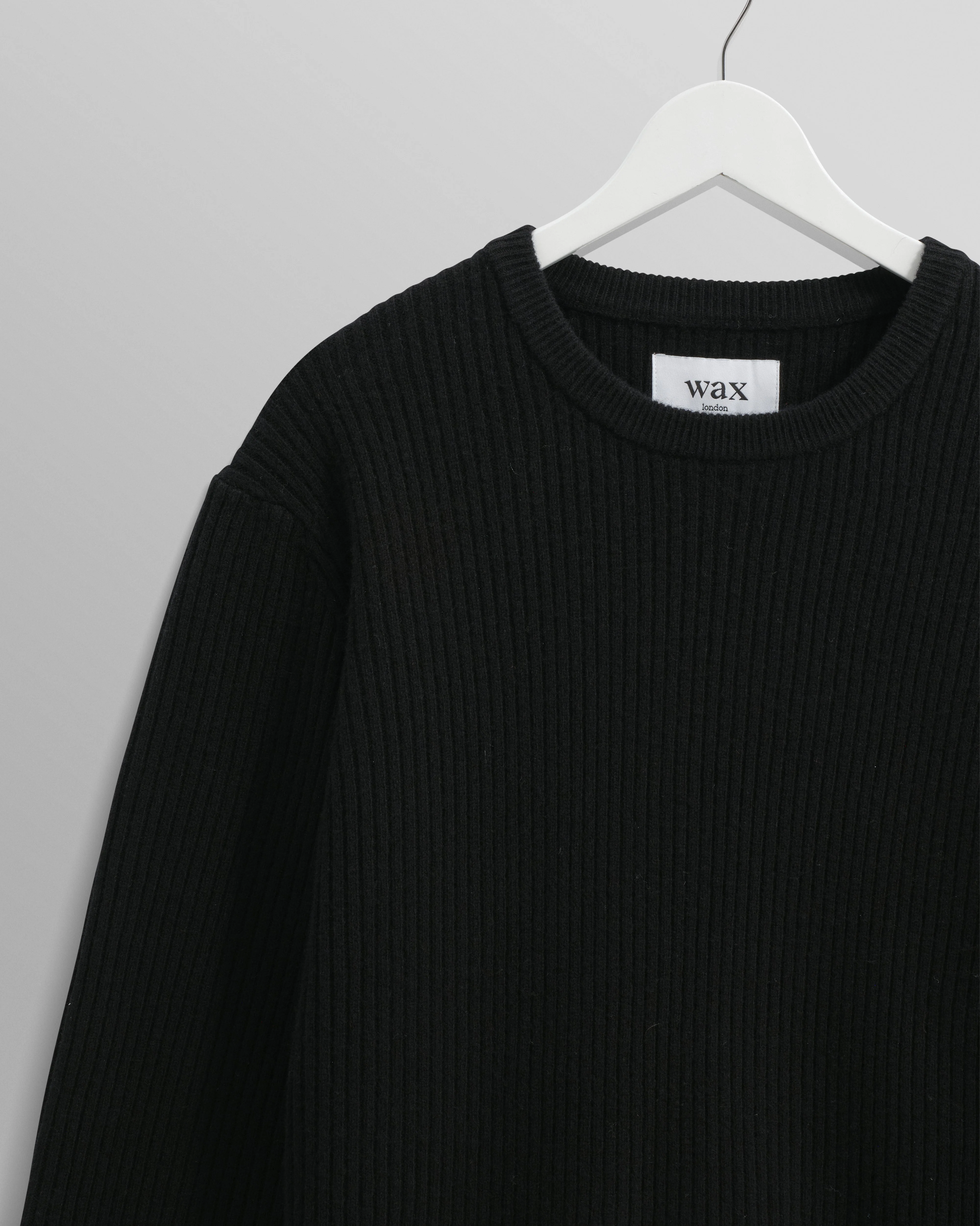 Stanley - Black Rib-Knit Wool Jumper - Image 8