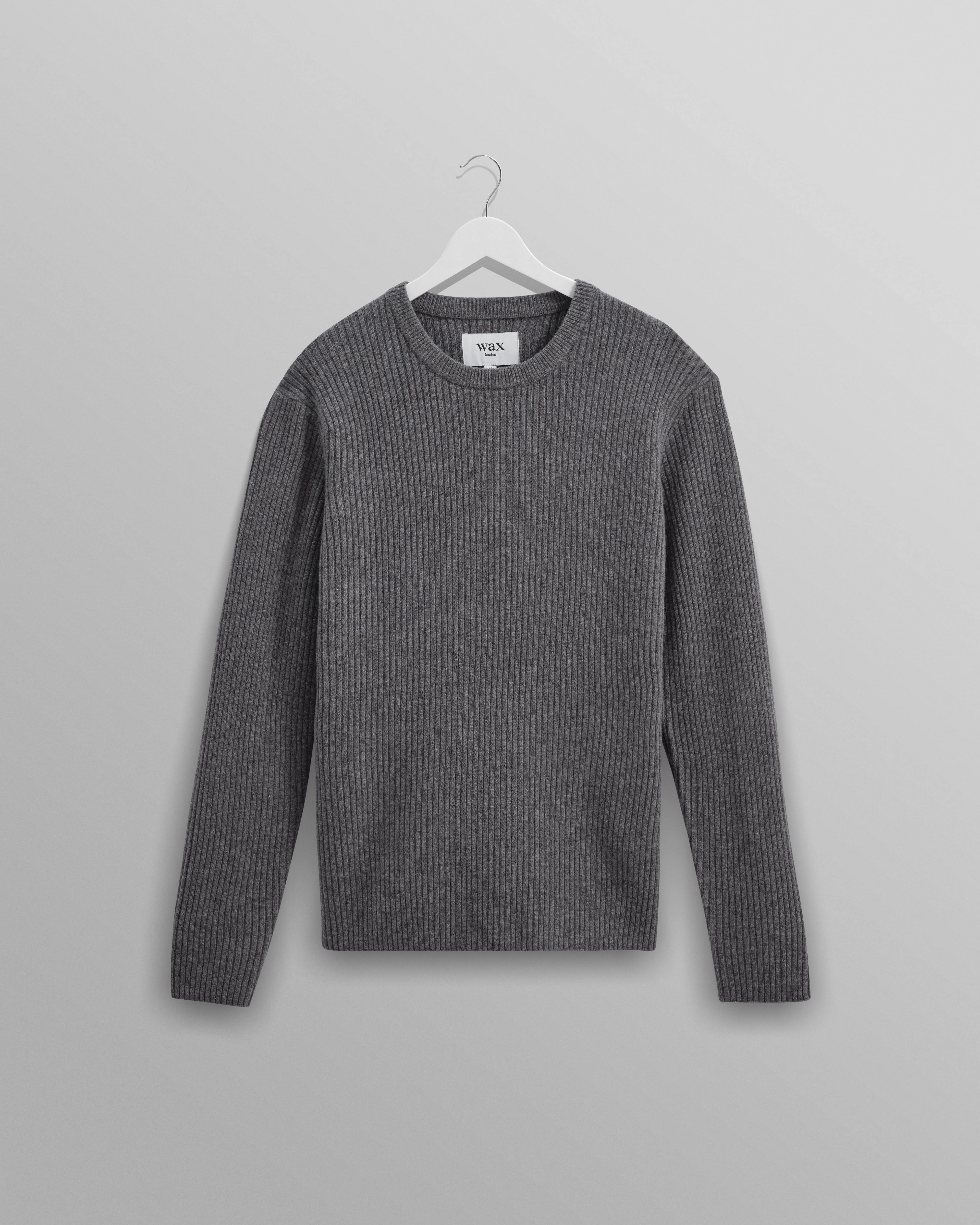 Stanley - Grey Rib-Knit Wool Jumper