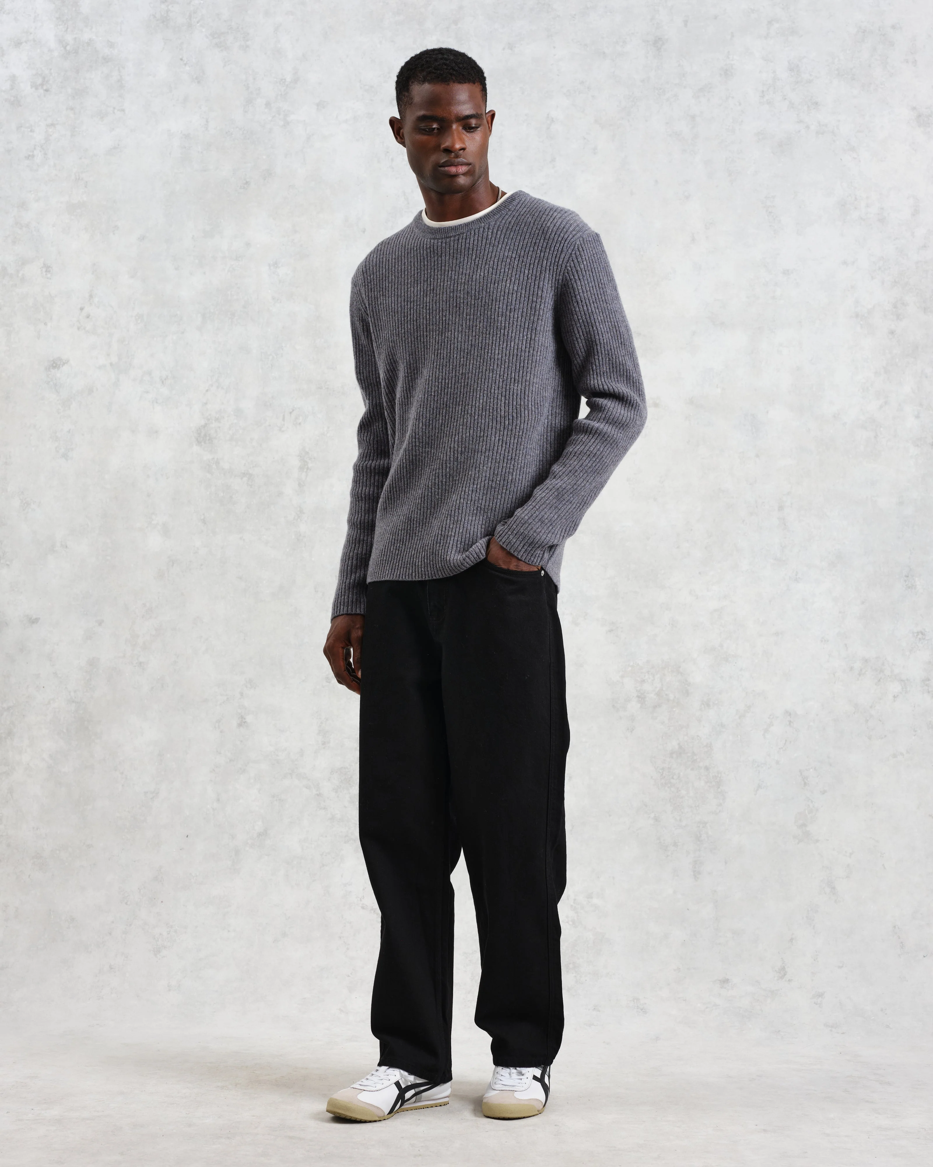 Stanley - Grey Rib-Knit Wool Jumper - Image 4
