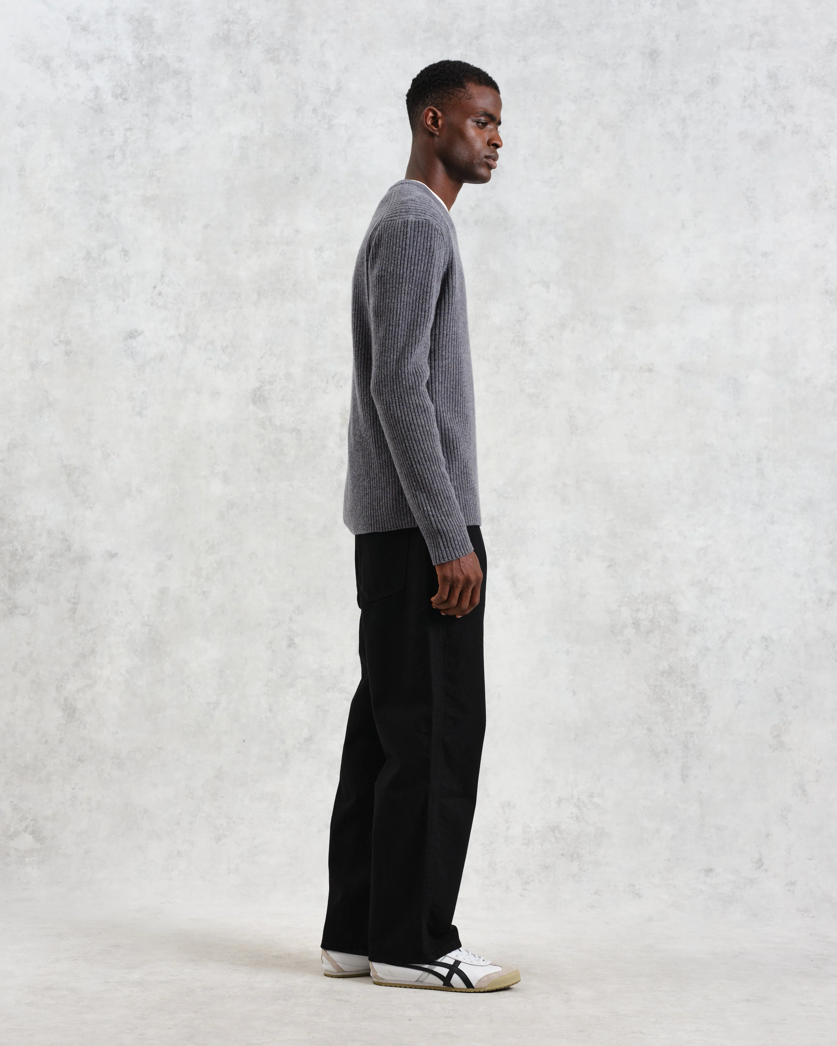 Stanley - Grey Rib-Knit Wool Jumper - Image 5