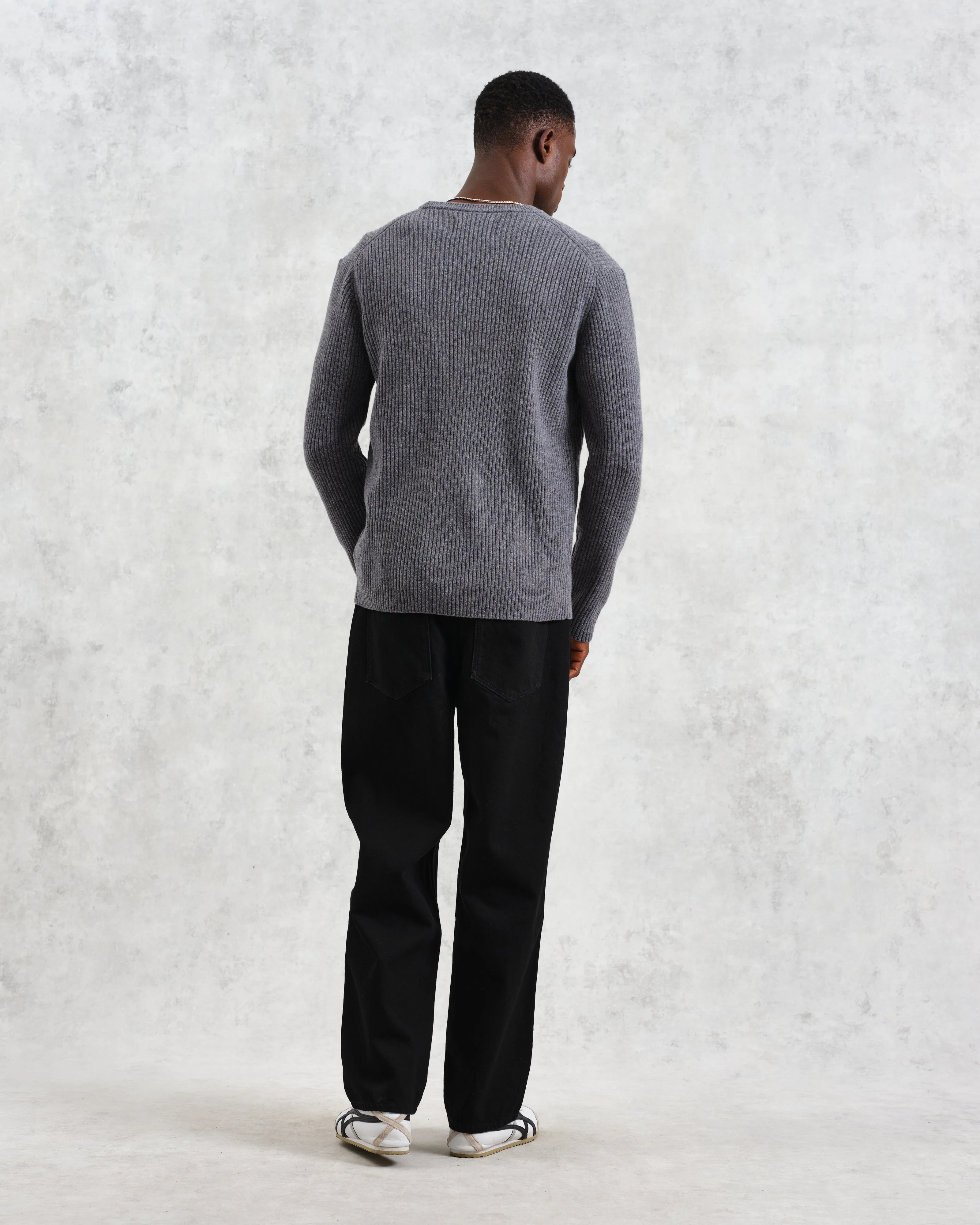 Stanley - Grey Rib-Knit Wool Jumper - Image 6