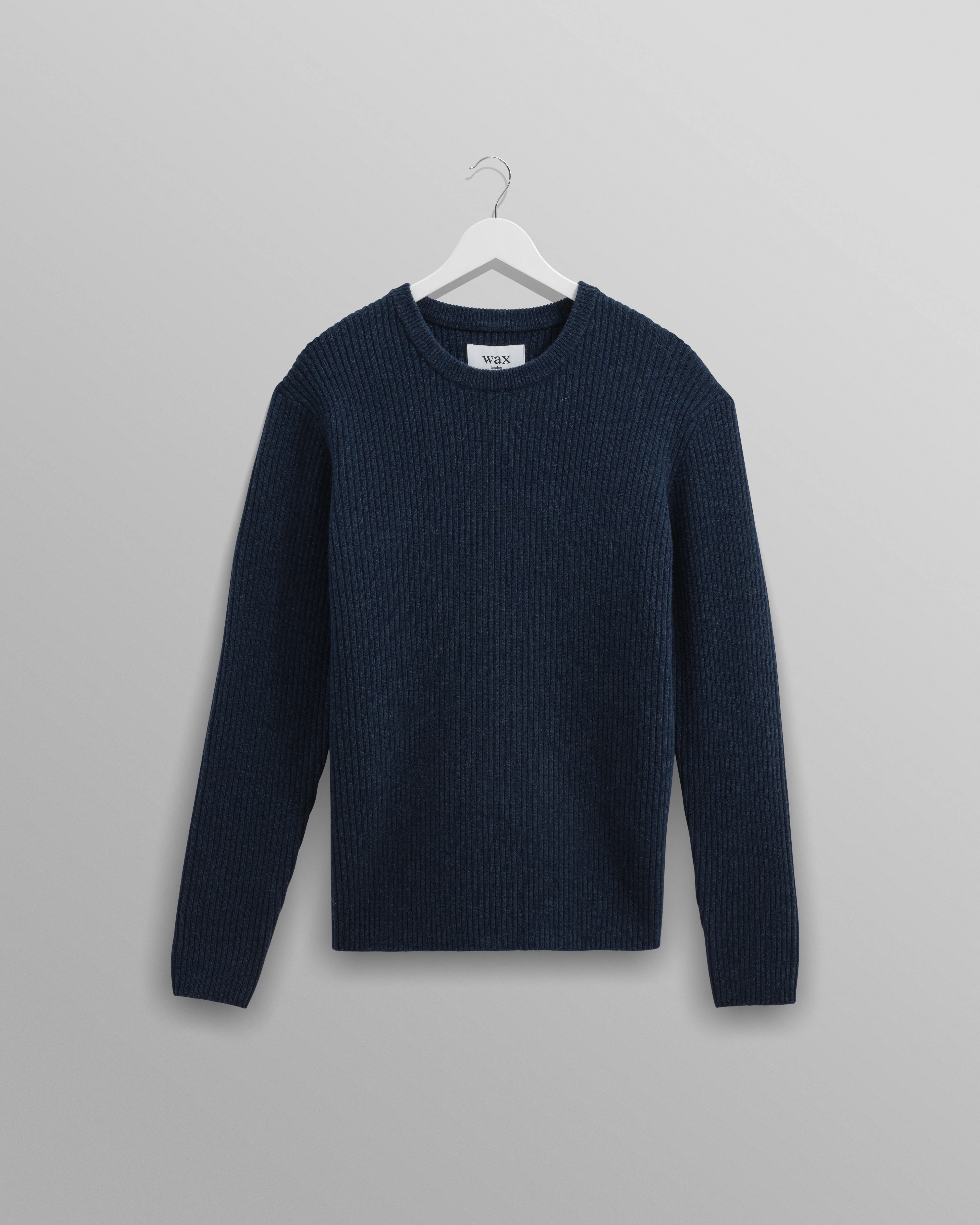 Stanley - Navy Rib-Knit Wool Jumper