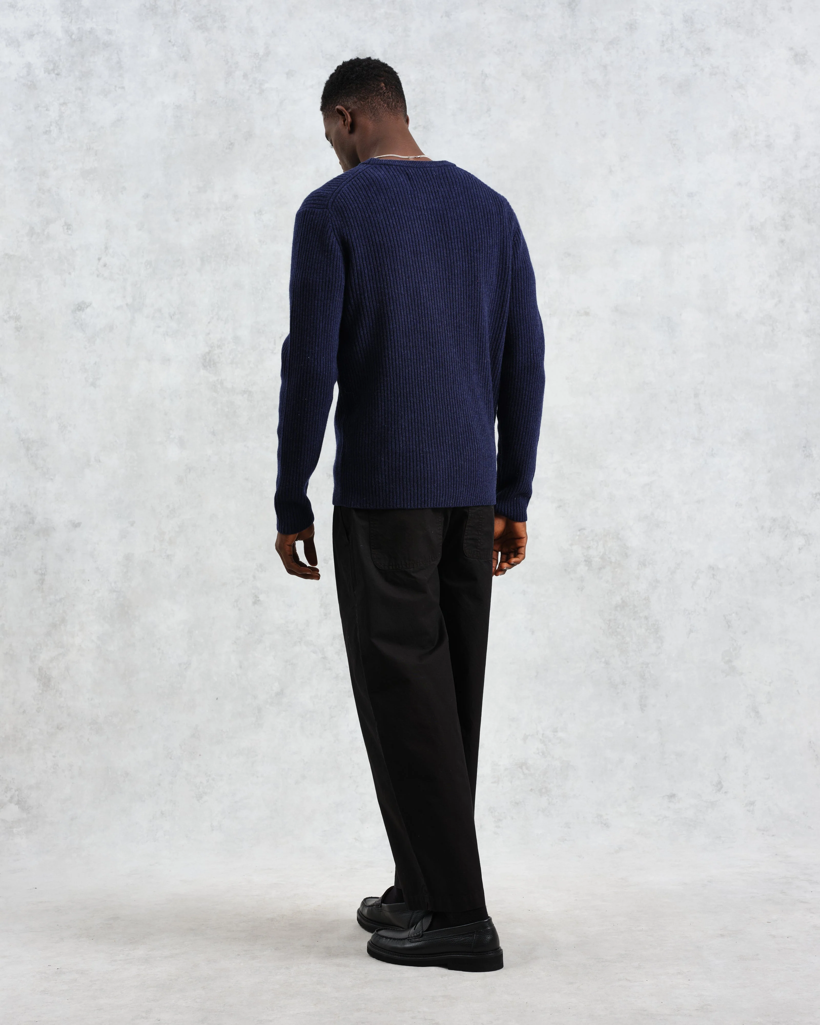 Stanley - Navy Rib-Knit Wool Jumper - Image 6