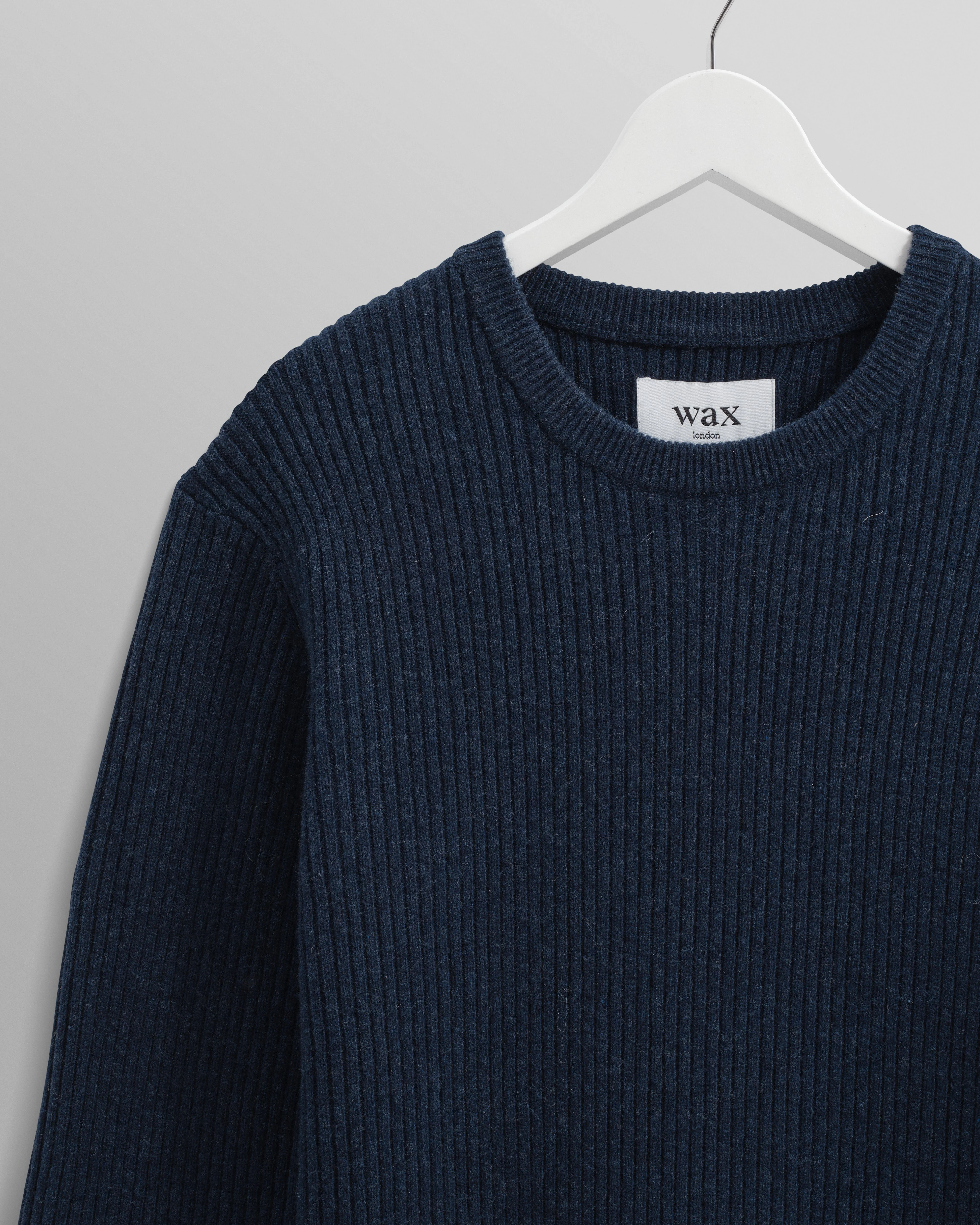 Stanley - Navy Rib-Knit Wool Jumper - Image 8