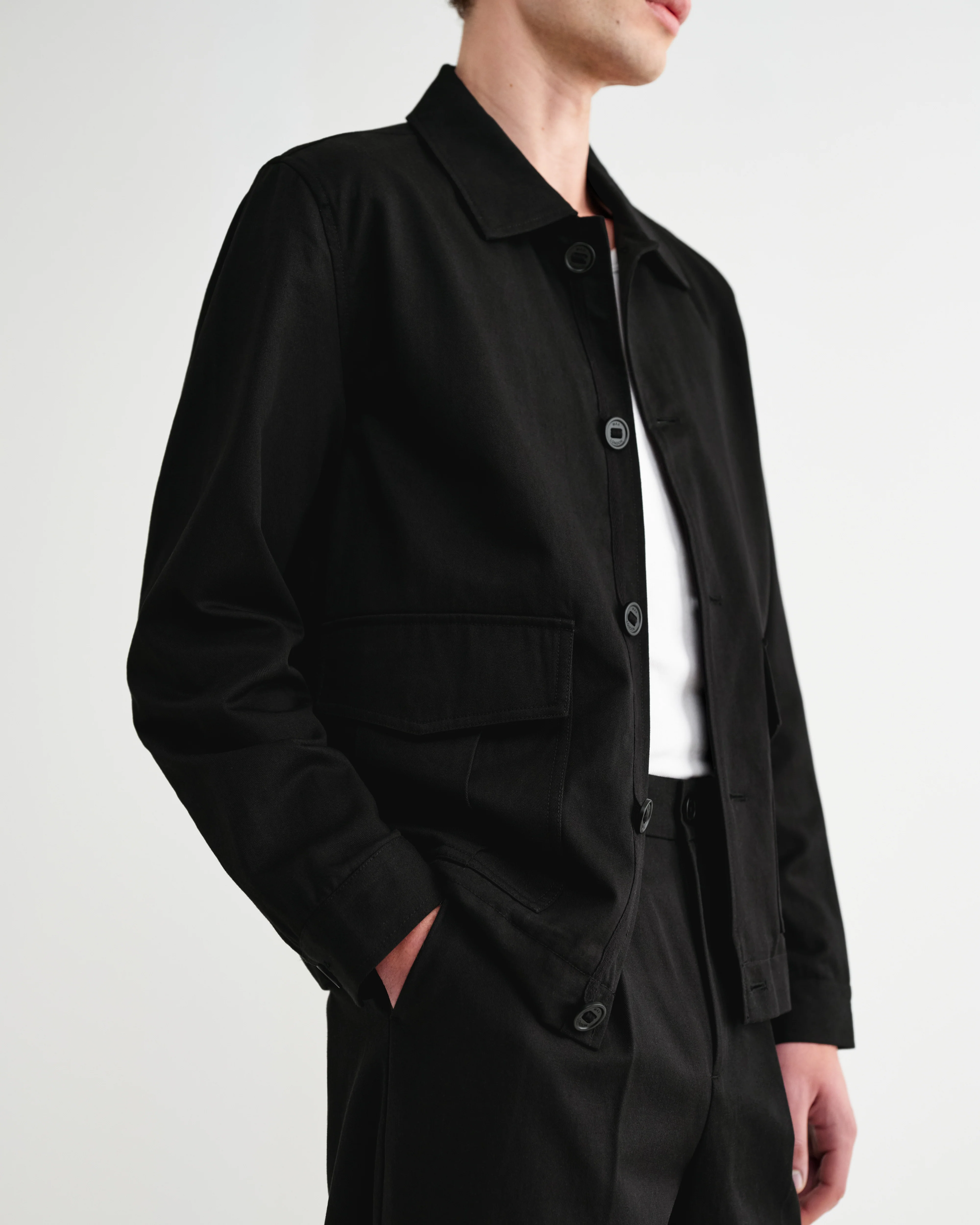 Strand - Black Cotton Tencel Twill Jacket - Image 3