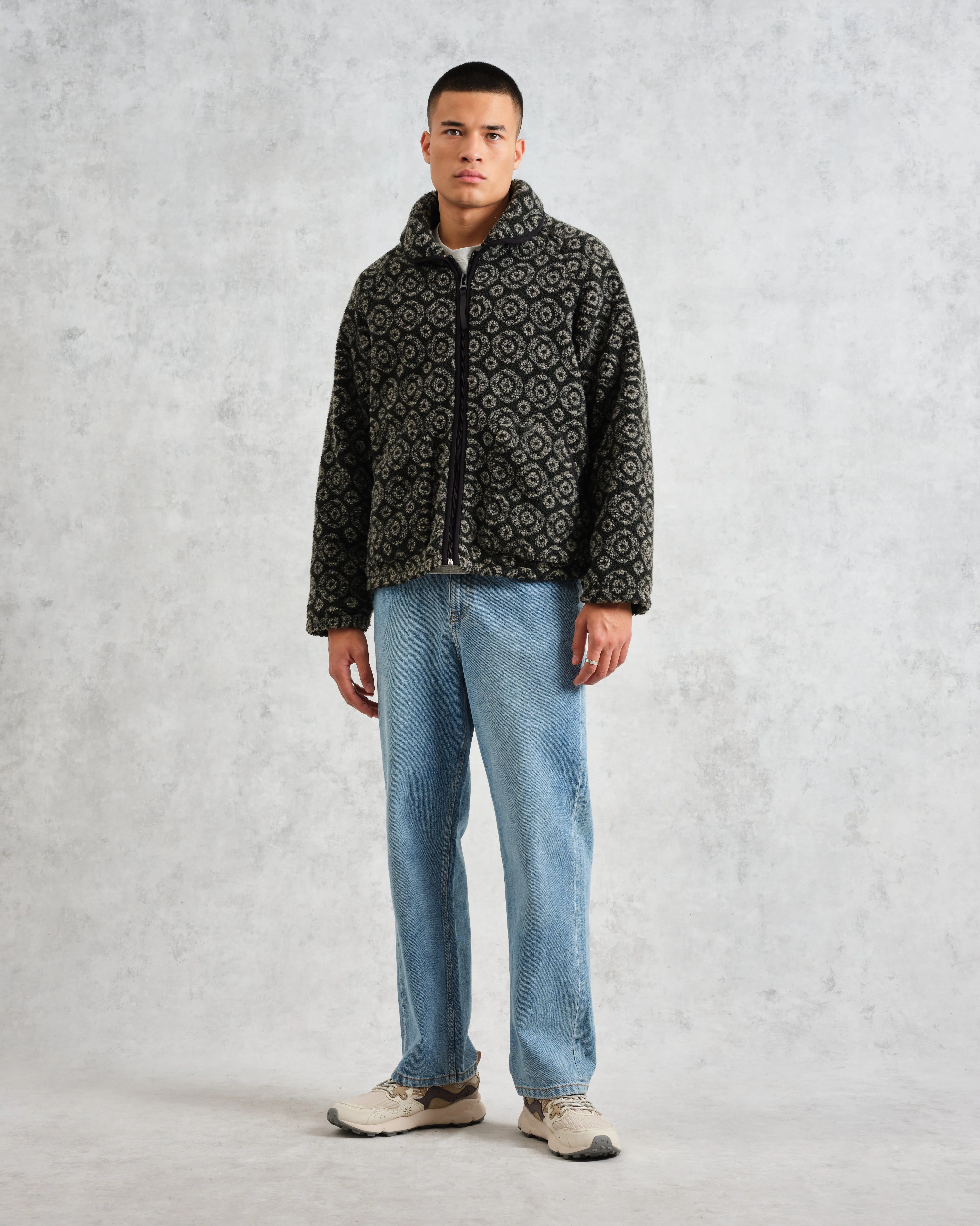 Tate - Charcoal Ornate Jacquard Fleece Jacket - Image 4