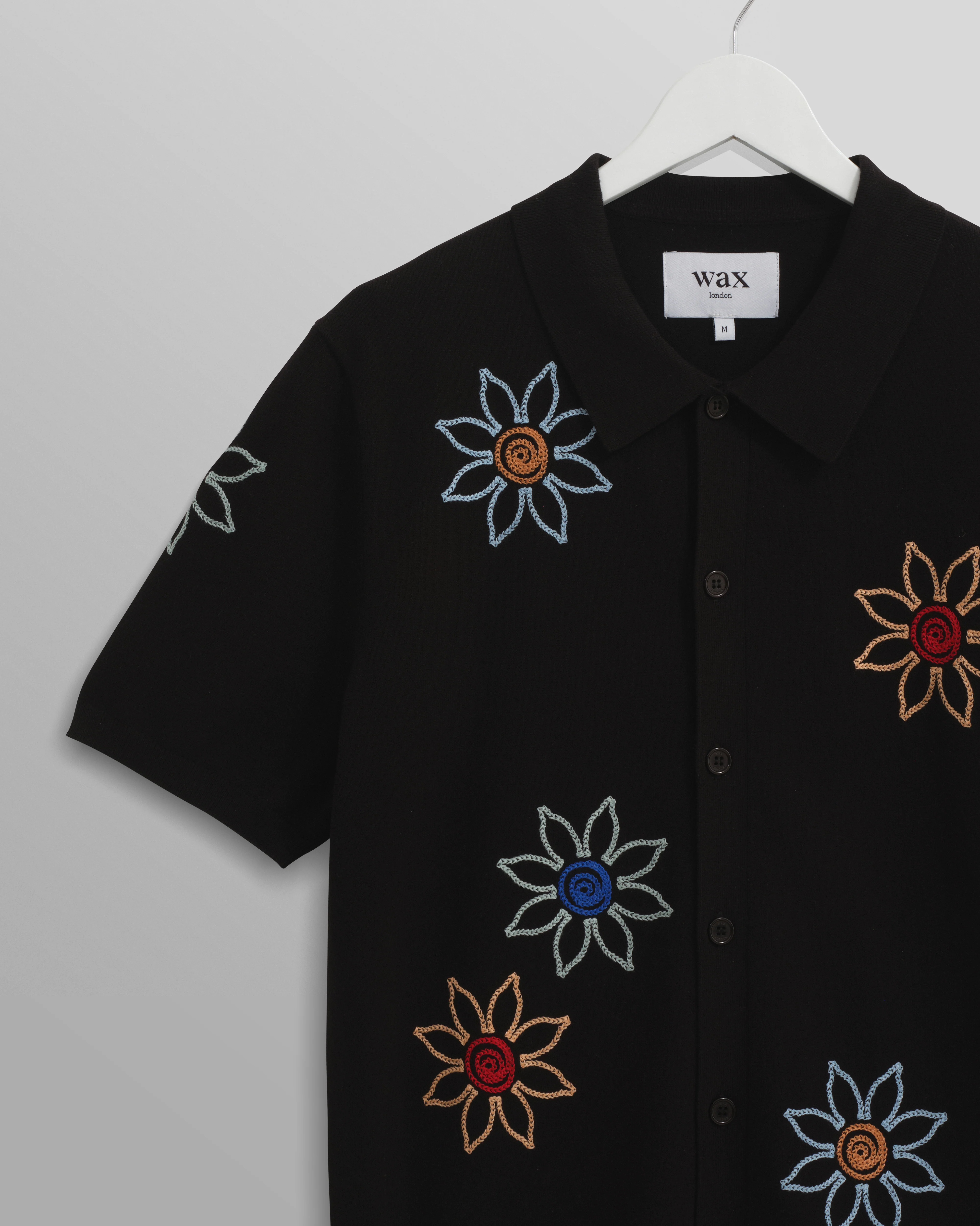 Tellaro - Black Embroidered Knitted Cotton Polo - Image 11