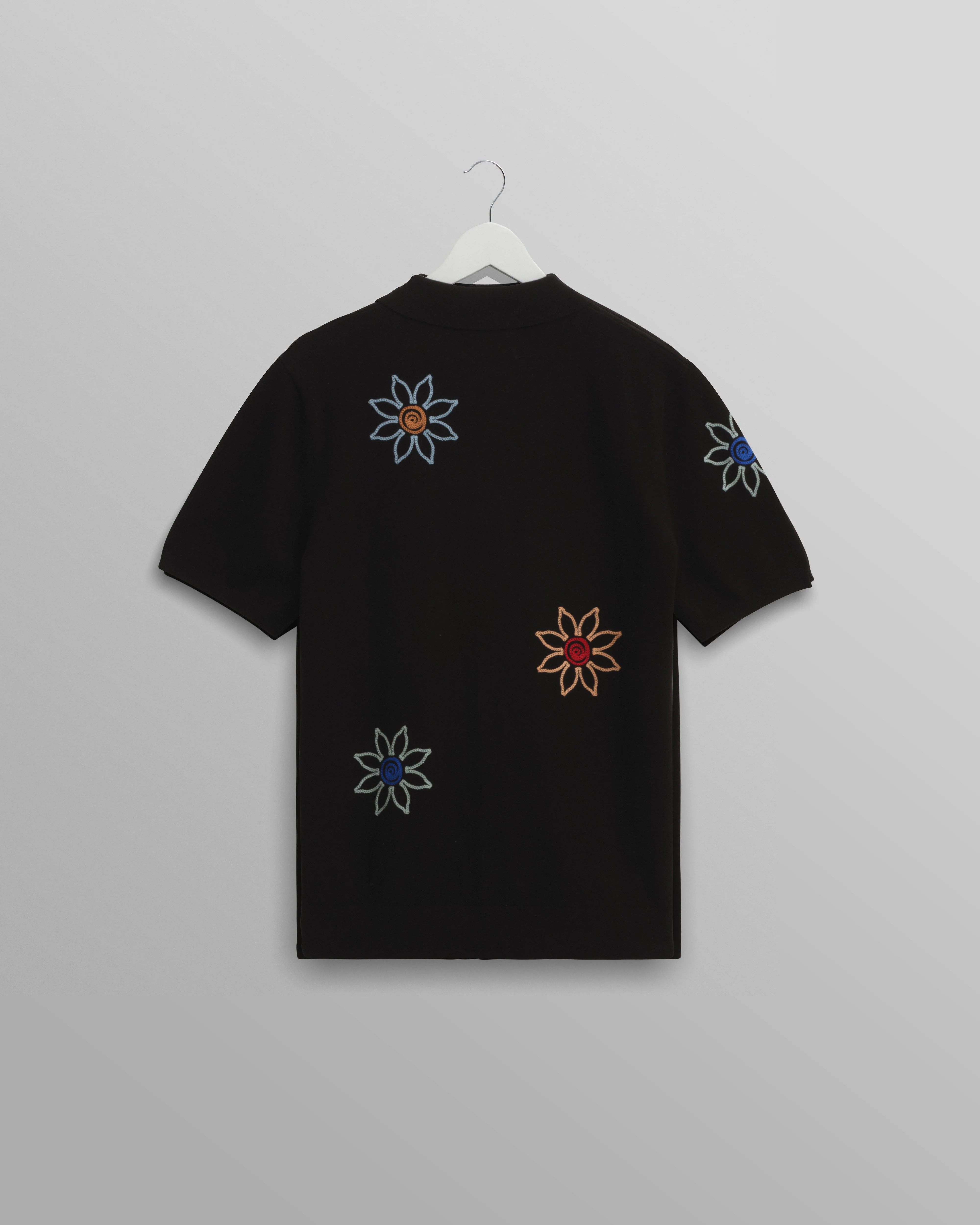 Tellaro - Black Embroidered Knitted Cotton Polo - Image 12