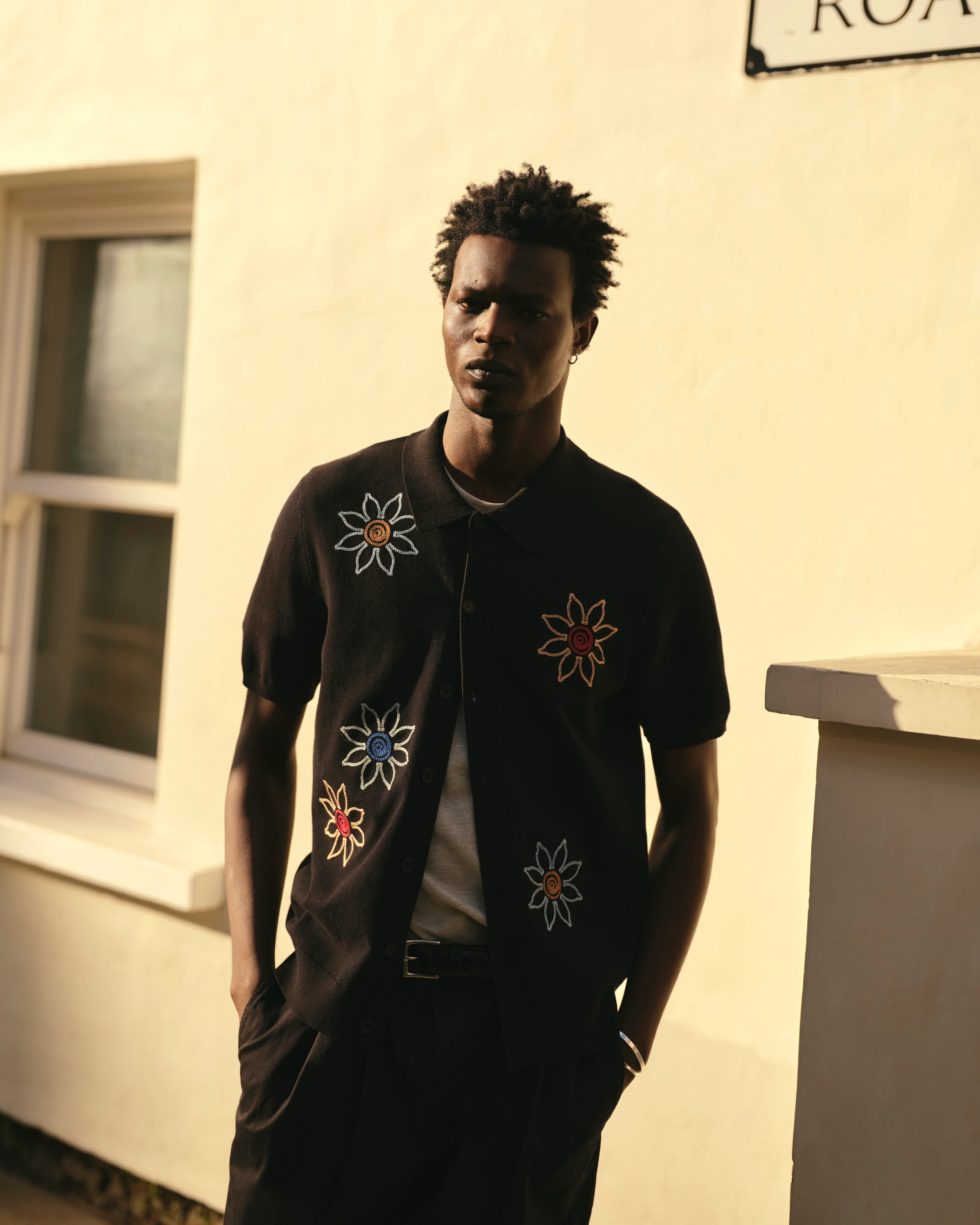 Tellaro - Black Embroidered Knitted Cotton Polo - Image 2