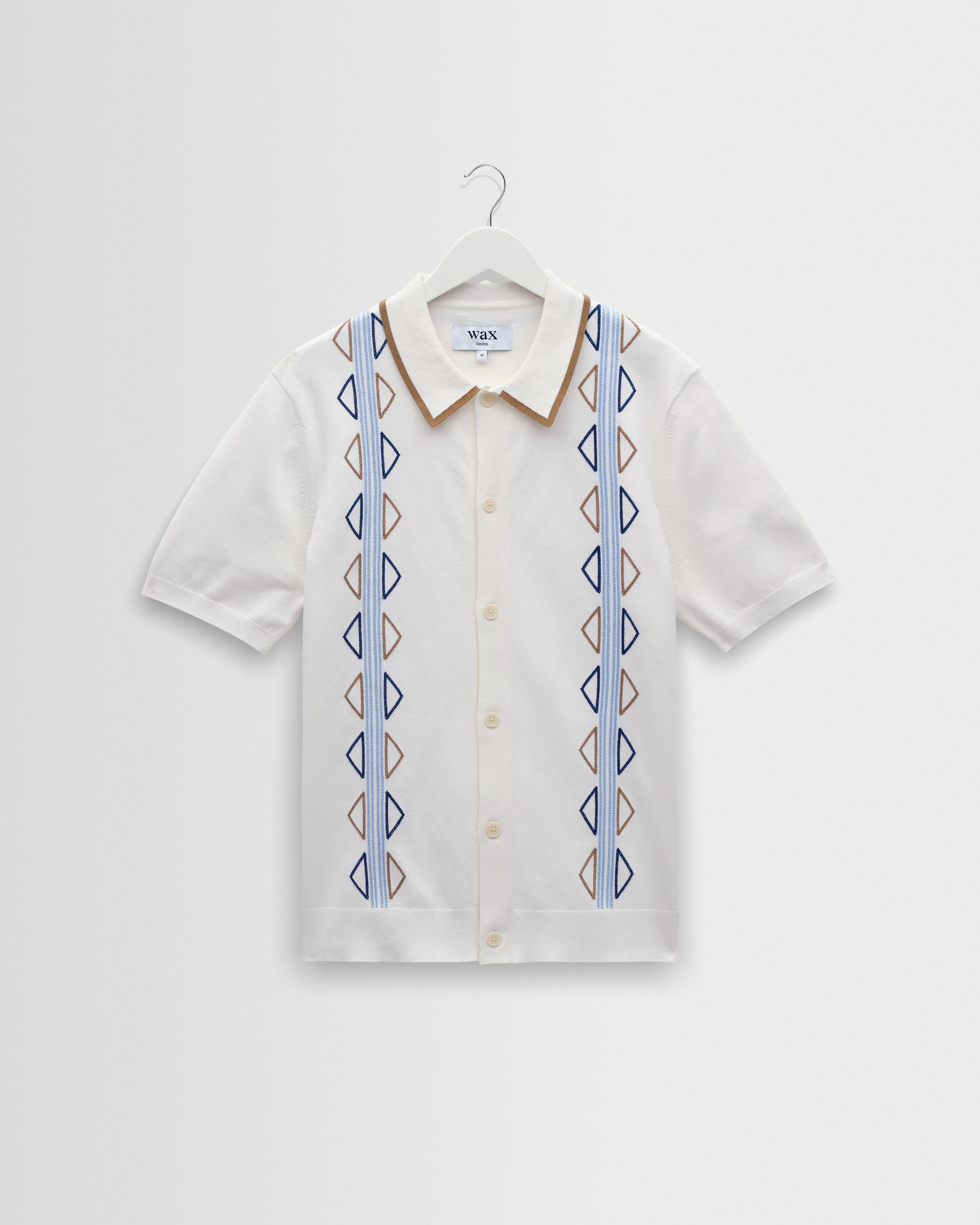 Tellaro - Ecru And Blue Retro Embroidered Shirt