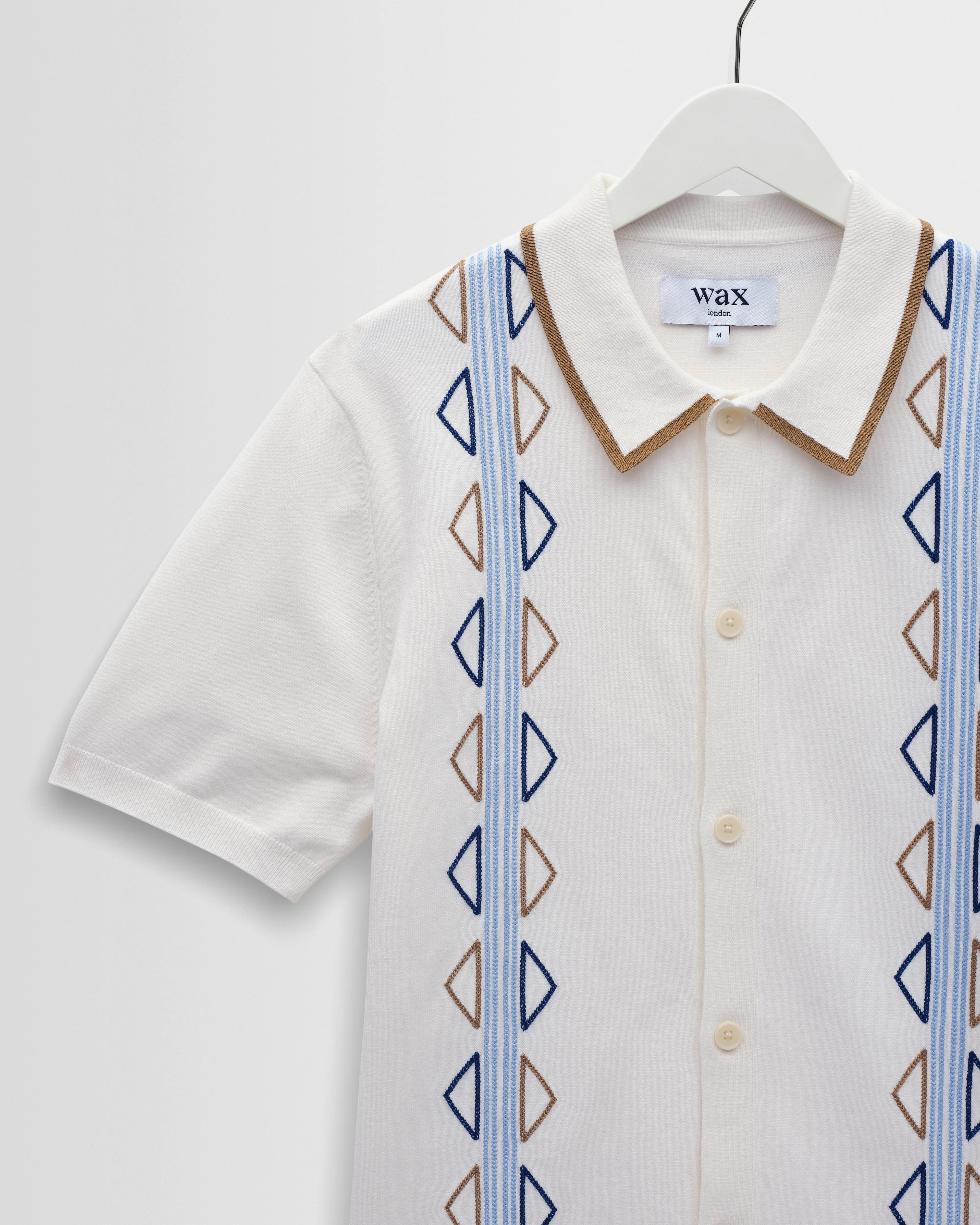 Tellaro - Ecru And Blue Retro Embroidered Shirt - Image 9