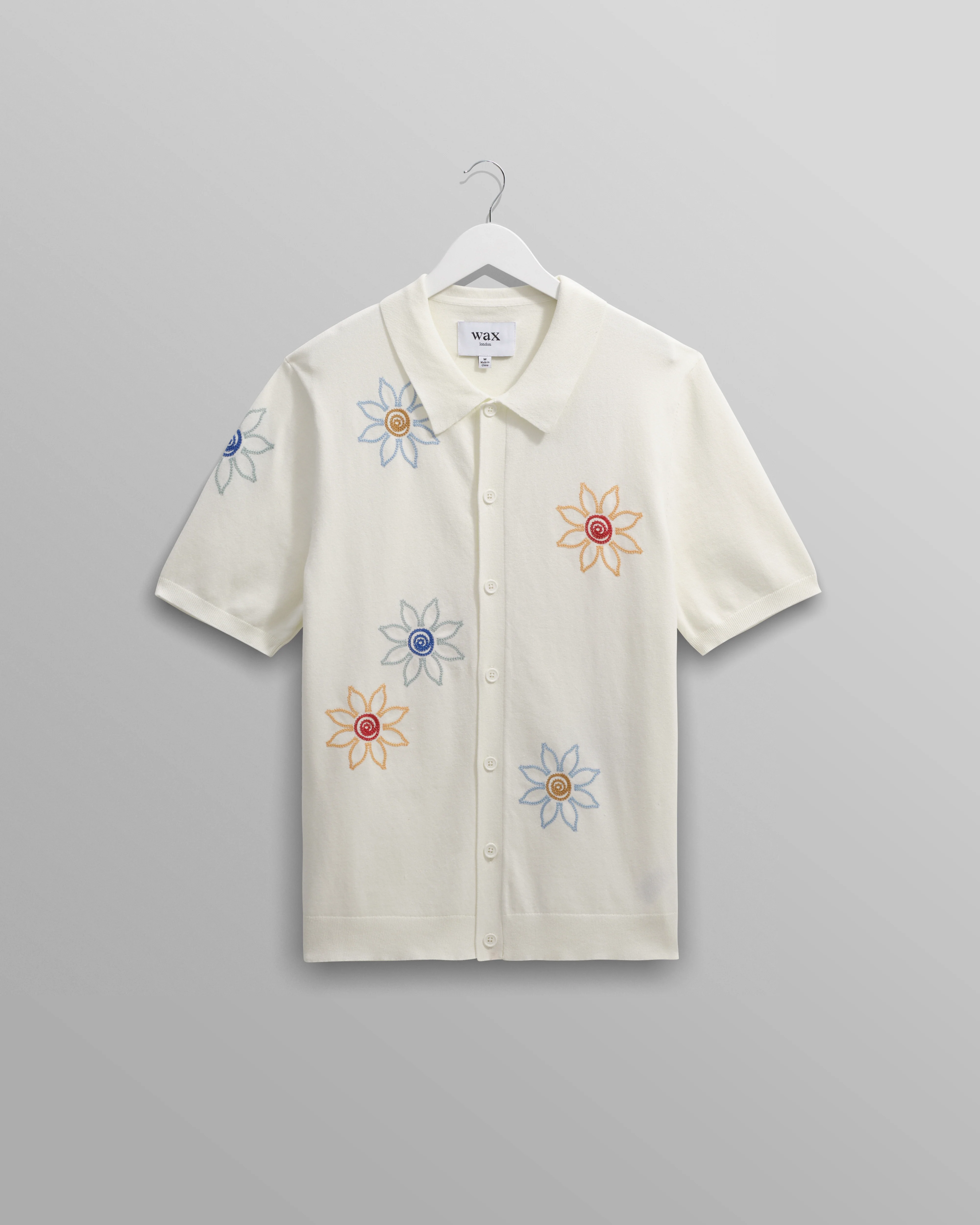 Tellaro - Ecru Embroidered Knitted Cotton Polo Shirt