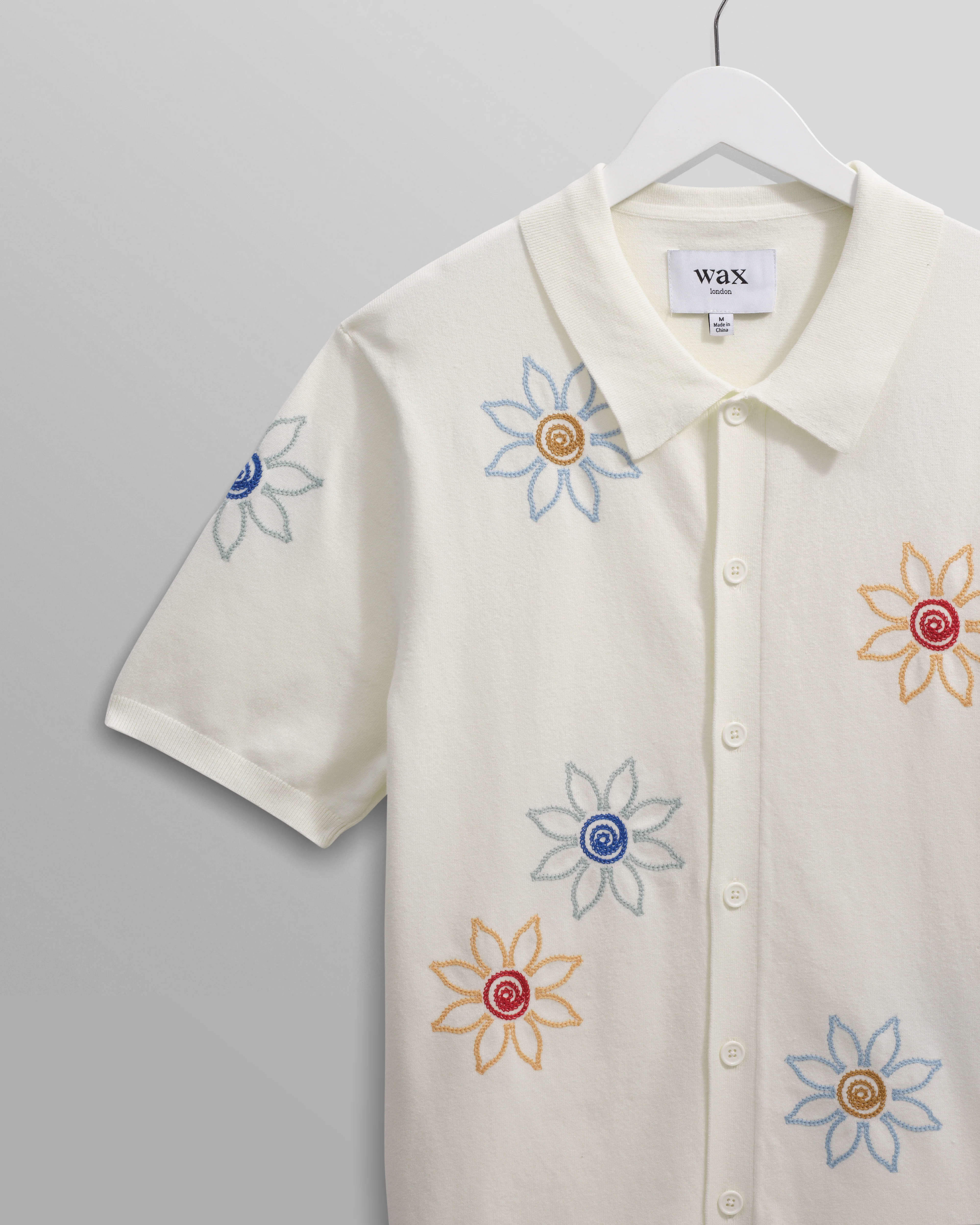 Tellaro - Ecru Embroidered Knitted Cotton Polo Shirt - Image 8