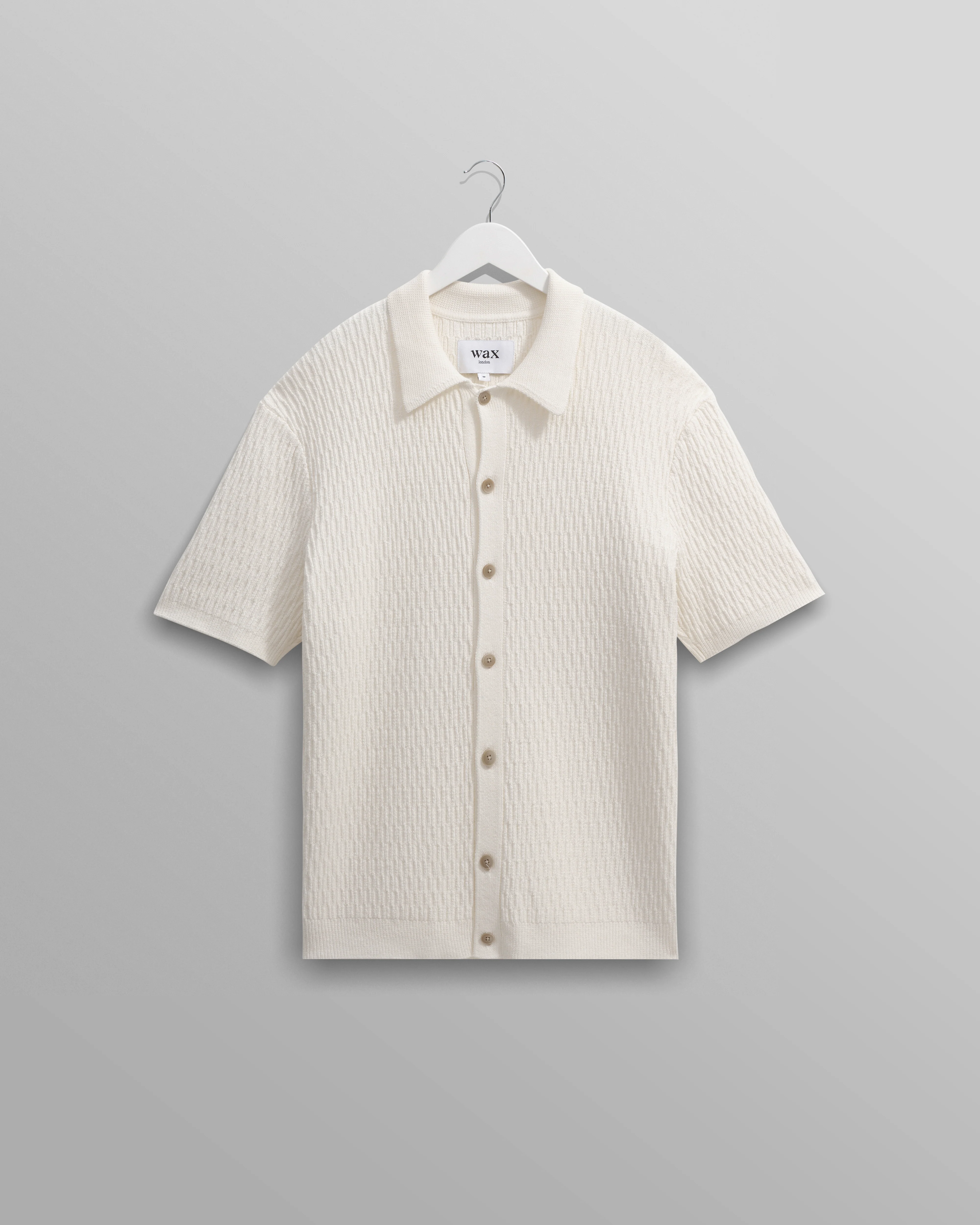 Tellaro - Ecru Honeycomb Knitted Cotton Polo Shirt
