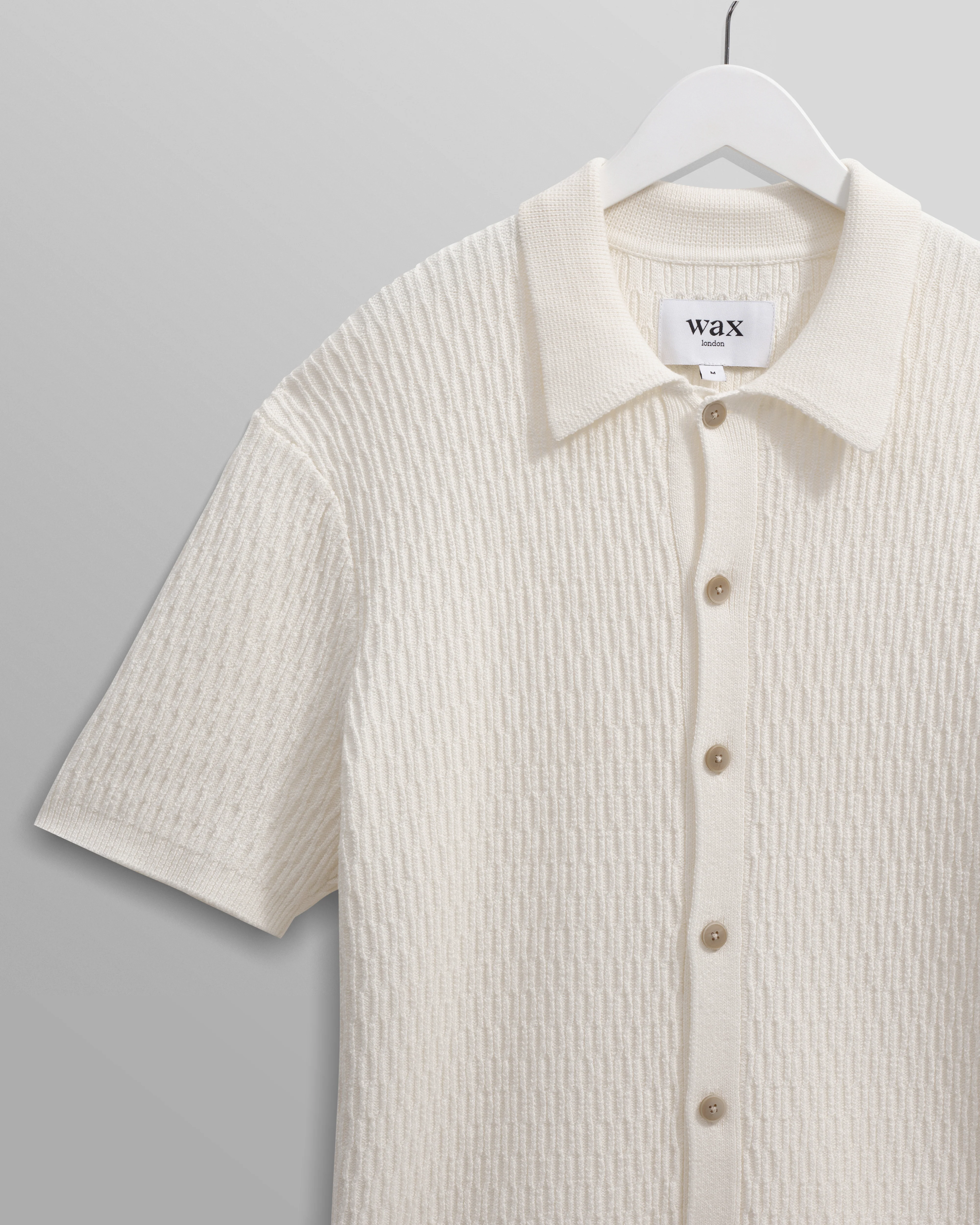 Tellaro - Ecru Honeycomb Knitted Cotton Polo Shirt - Image 5