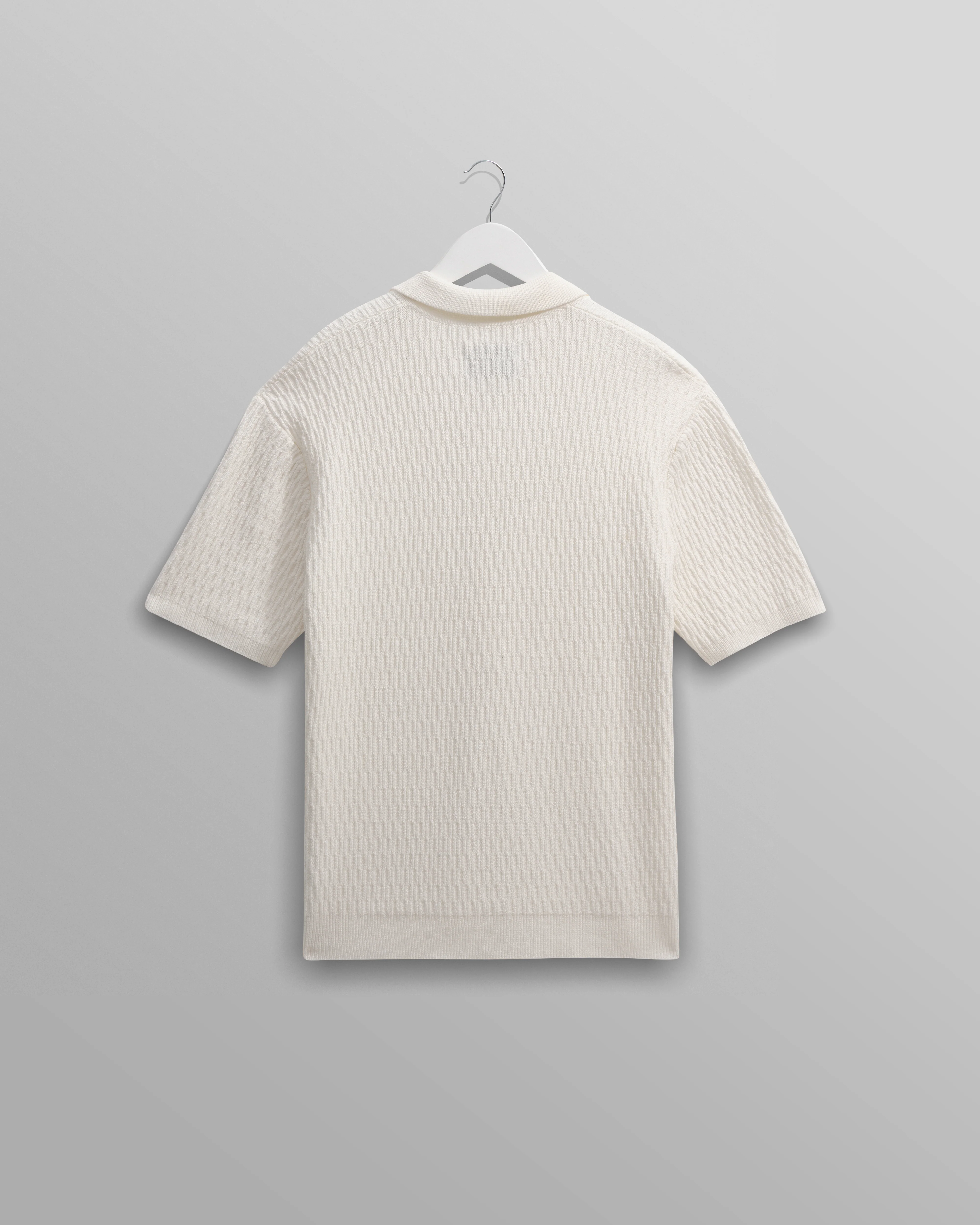 Tellaro - Ecru Honeycomb Knitted Cotton Polo Shirt - Image 6