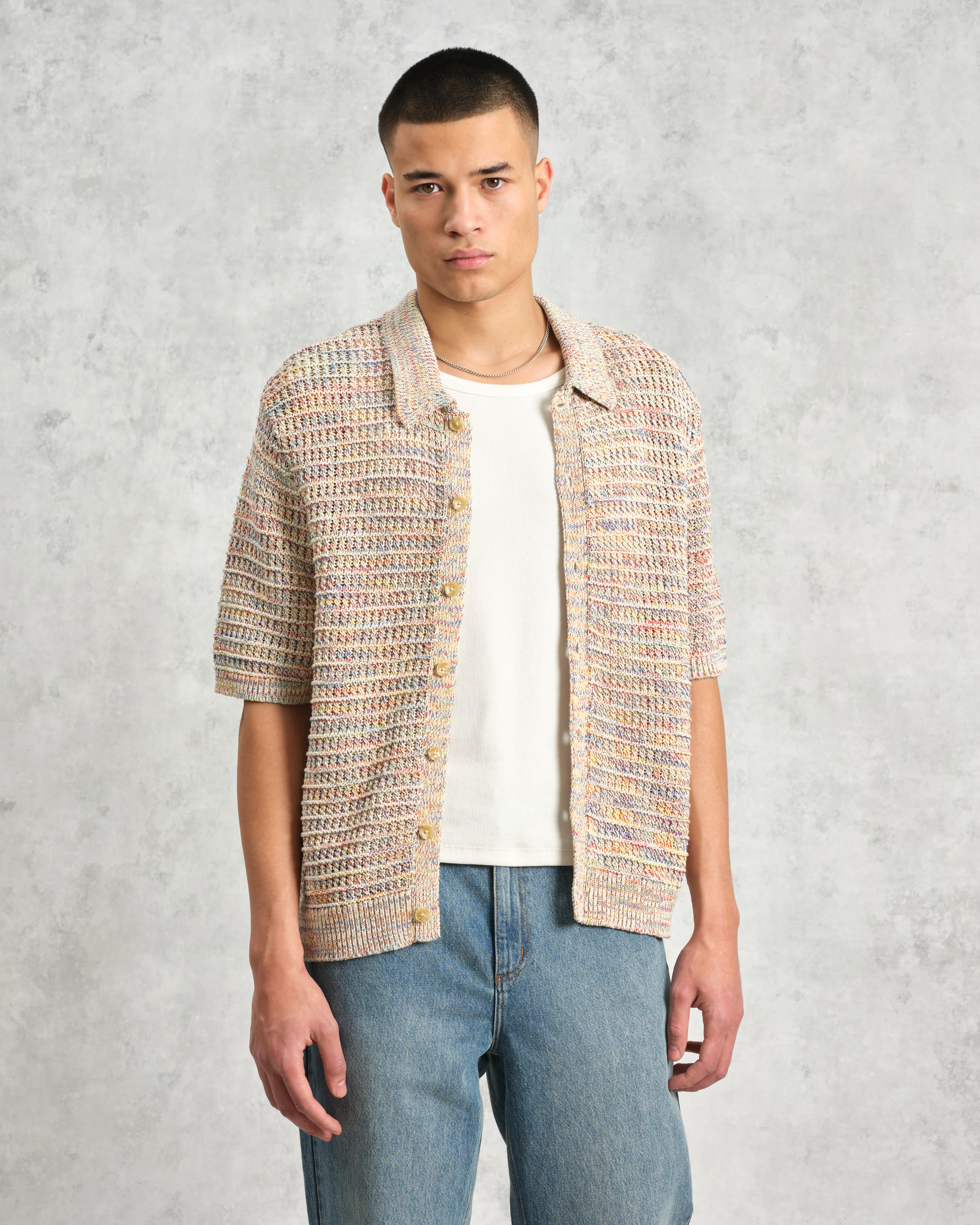 Tellaro - Multicolour Twist Knitted Cotton Polo Shirt - Image 2
