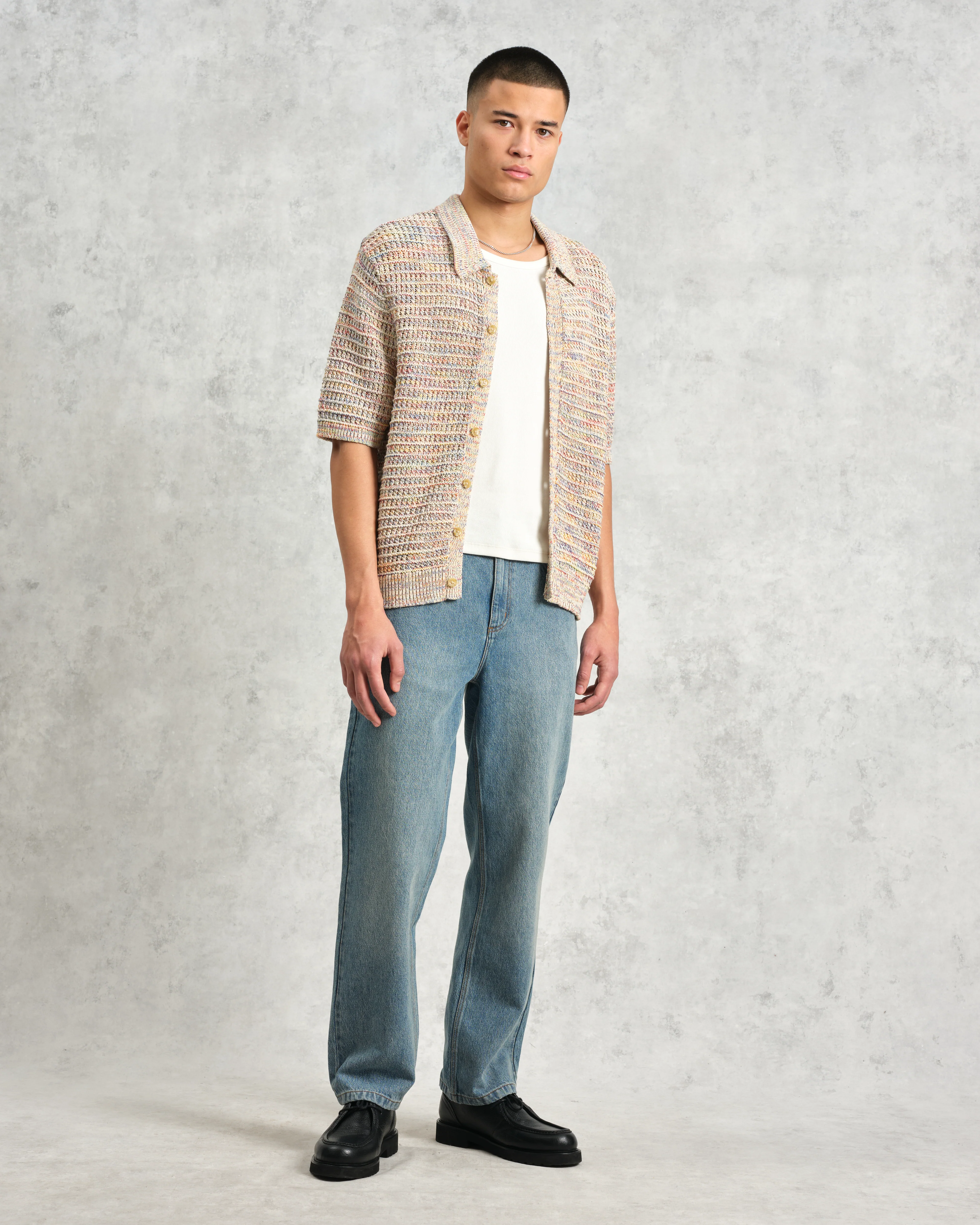 Tellaro - Multicolour Twist Knitted Cotton Polo Shirt - Image 4