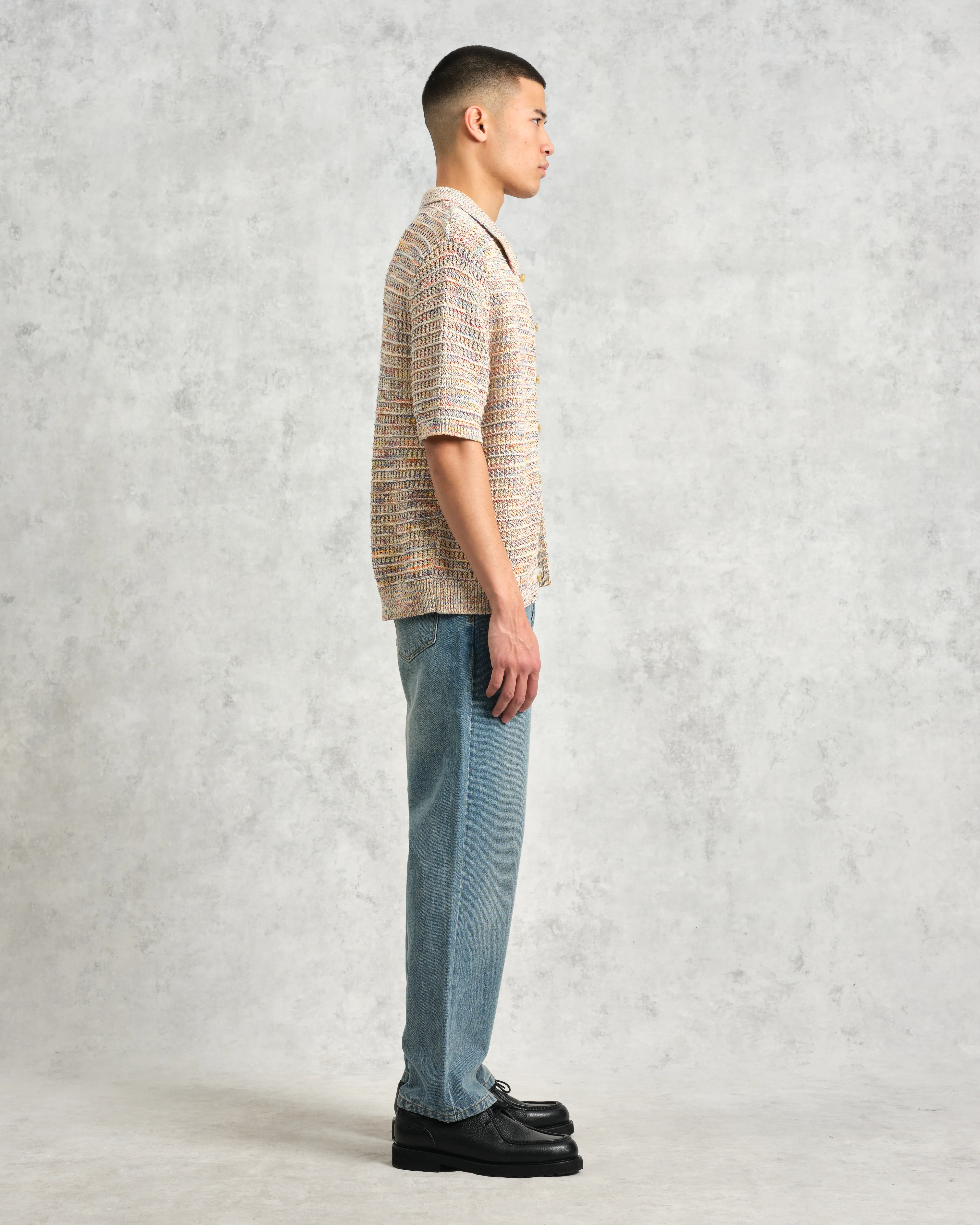 Tellaro - Multicolour Twist Knitted Cotton Polo Shirt - Image 5
