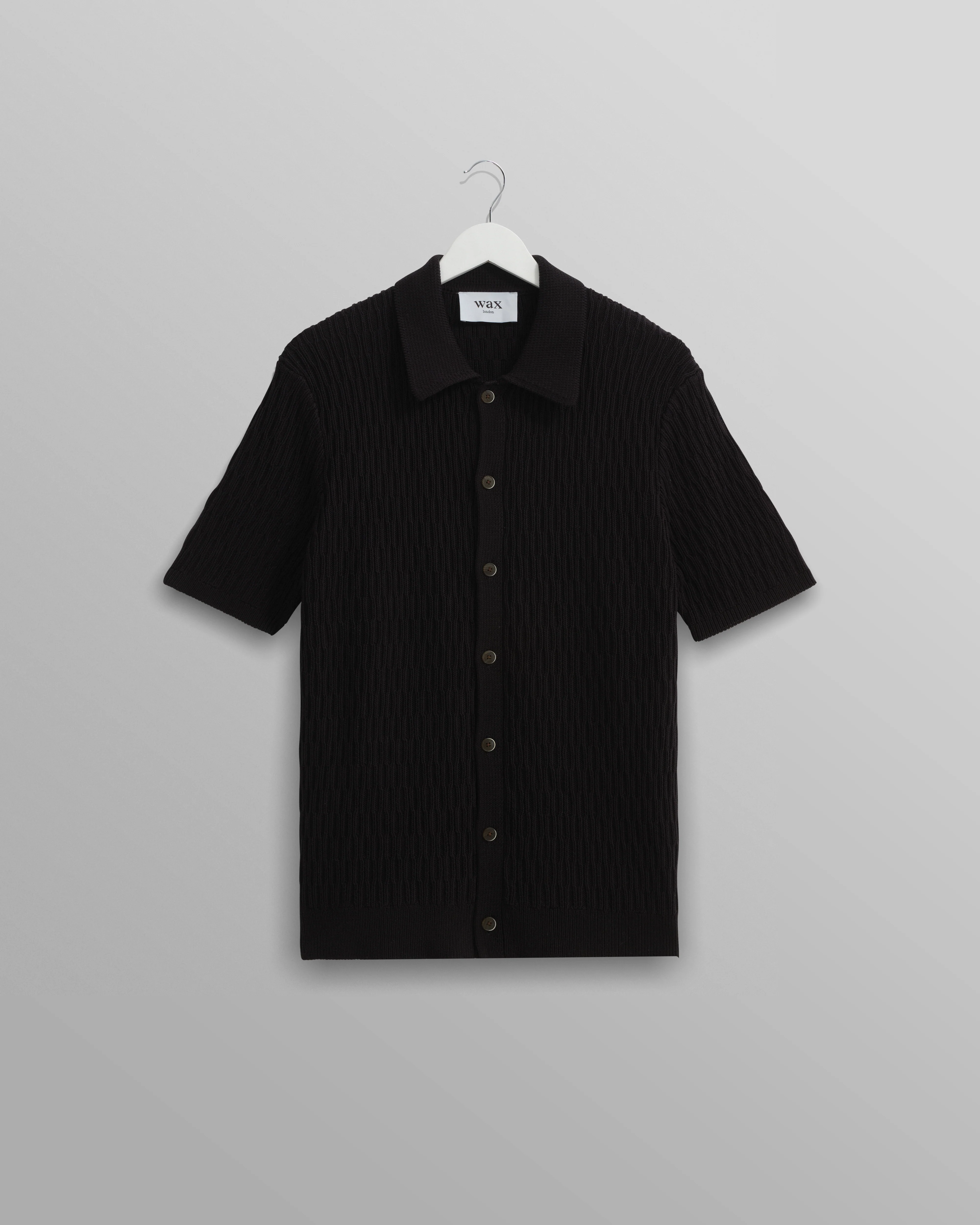 Tellaro - Navy Honeycomb Knitted Cotton Polo Shirt