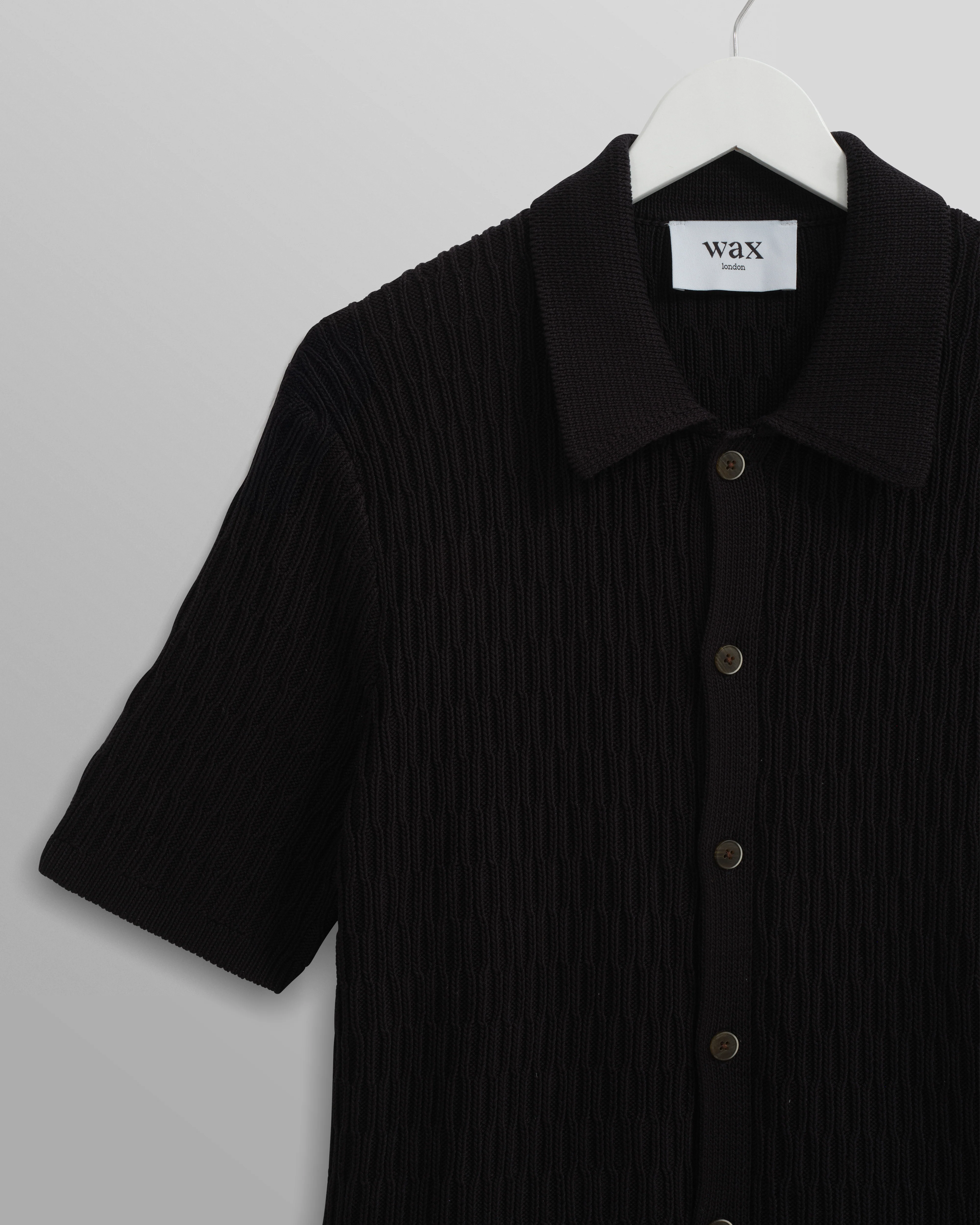 Tellaro - Navy Honeycomb Knitted Cotton Polo Shirt - Image 8