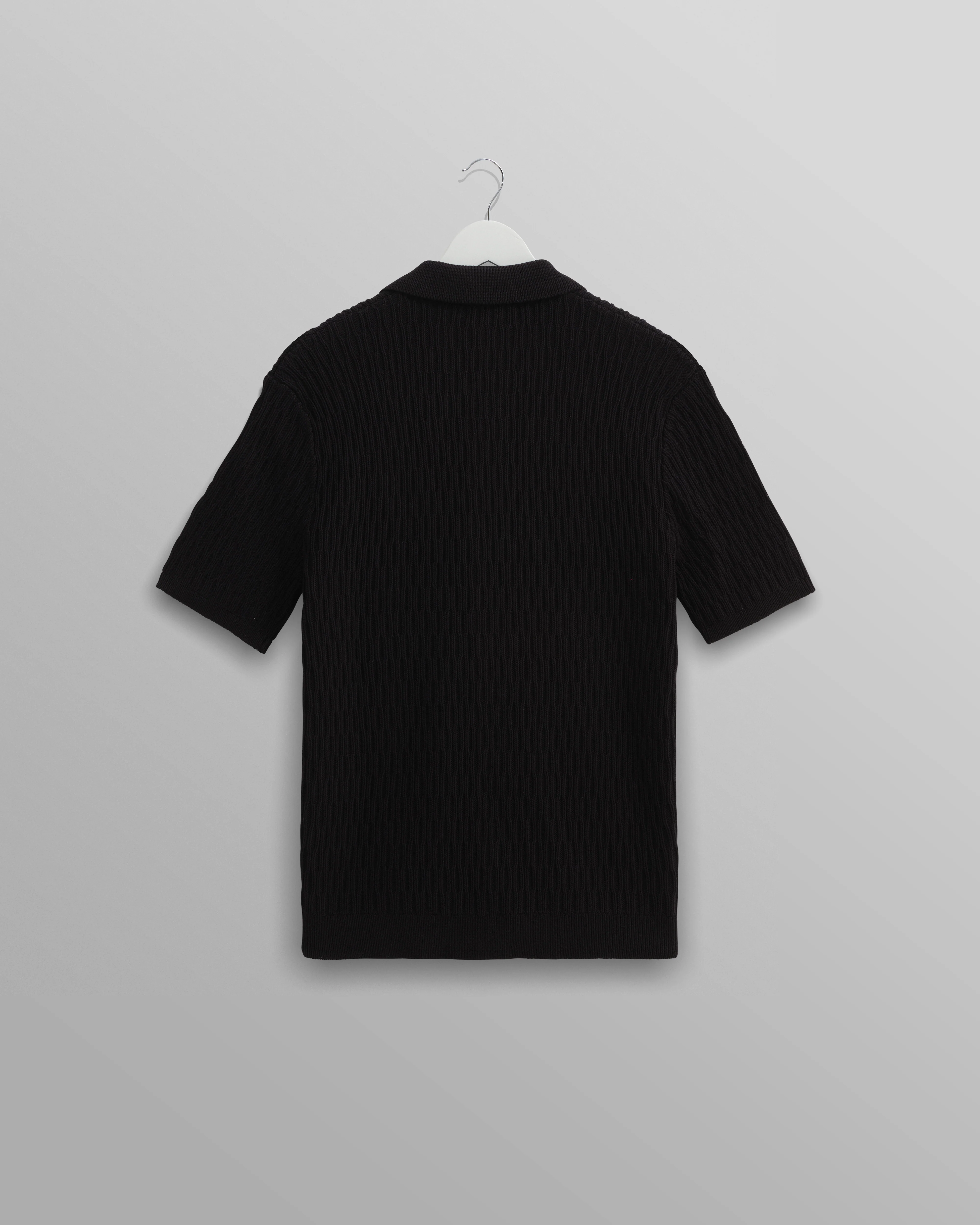 Tellaro - Navy Honeycomb Knitted Cotton Polo Shirt - Image 9