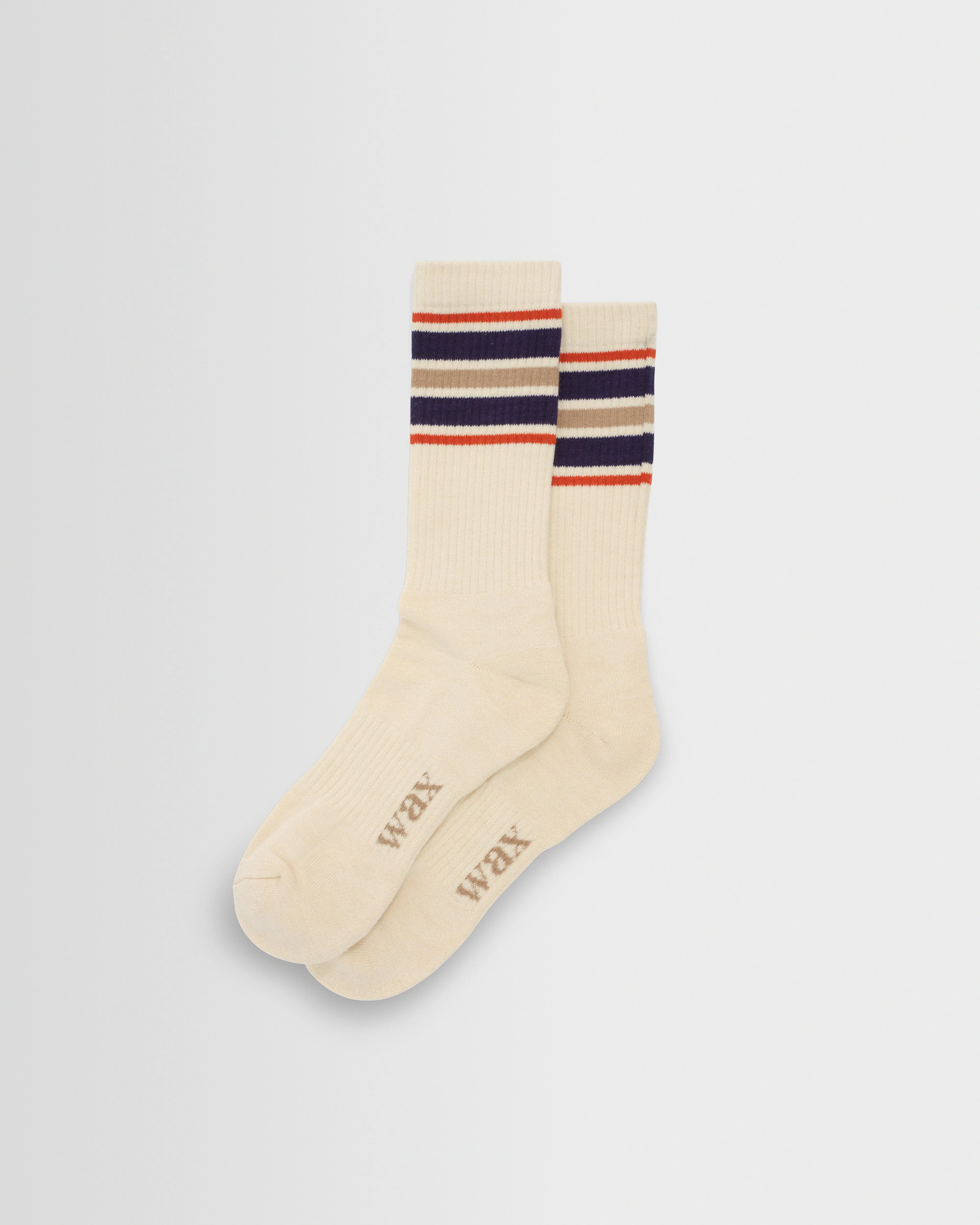 Thorpe - Ecru And Navy Branded Stripe Socks