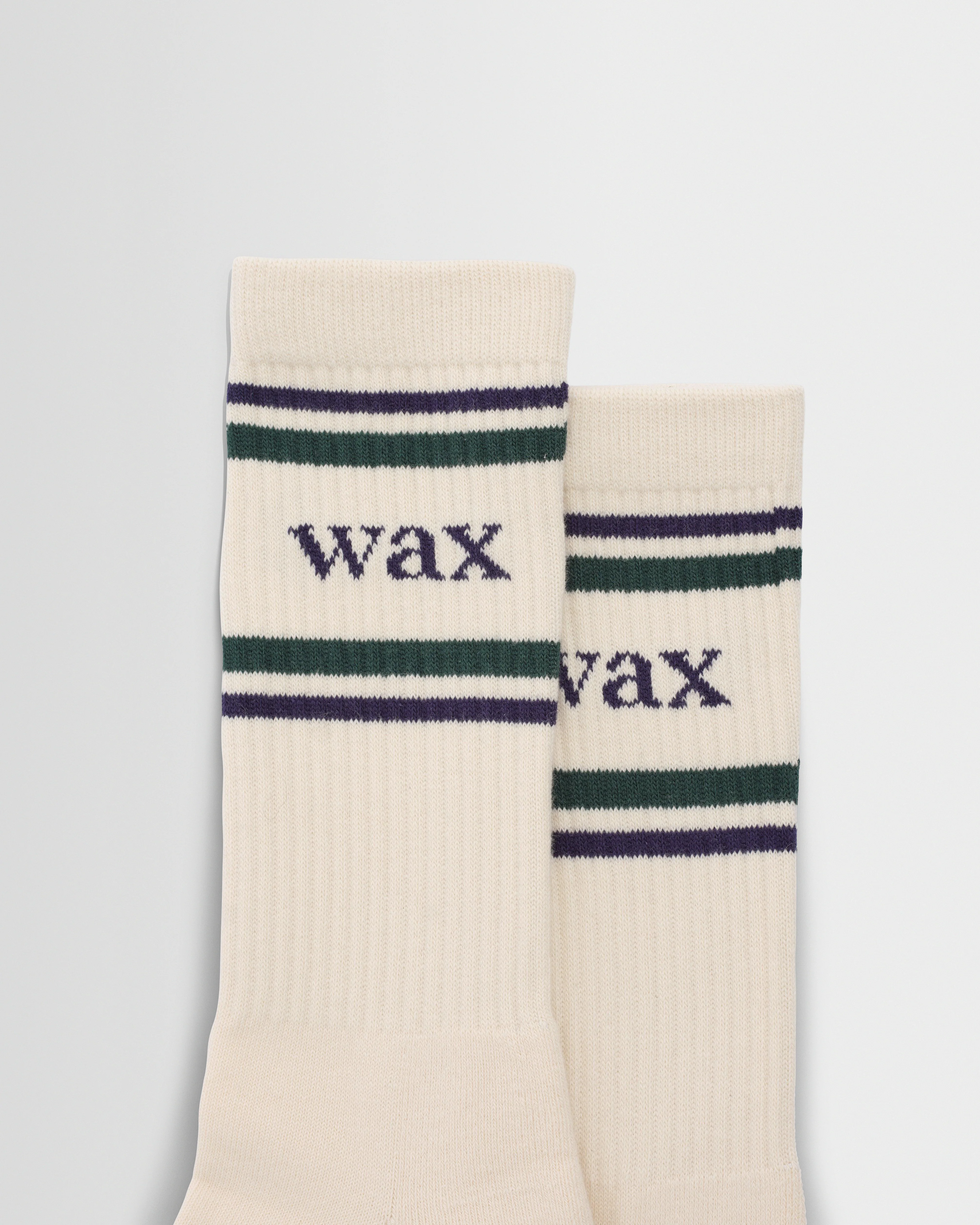 Thorpe - Ecru And Navy Branded Stripe Sports Sock - Image 2