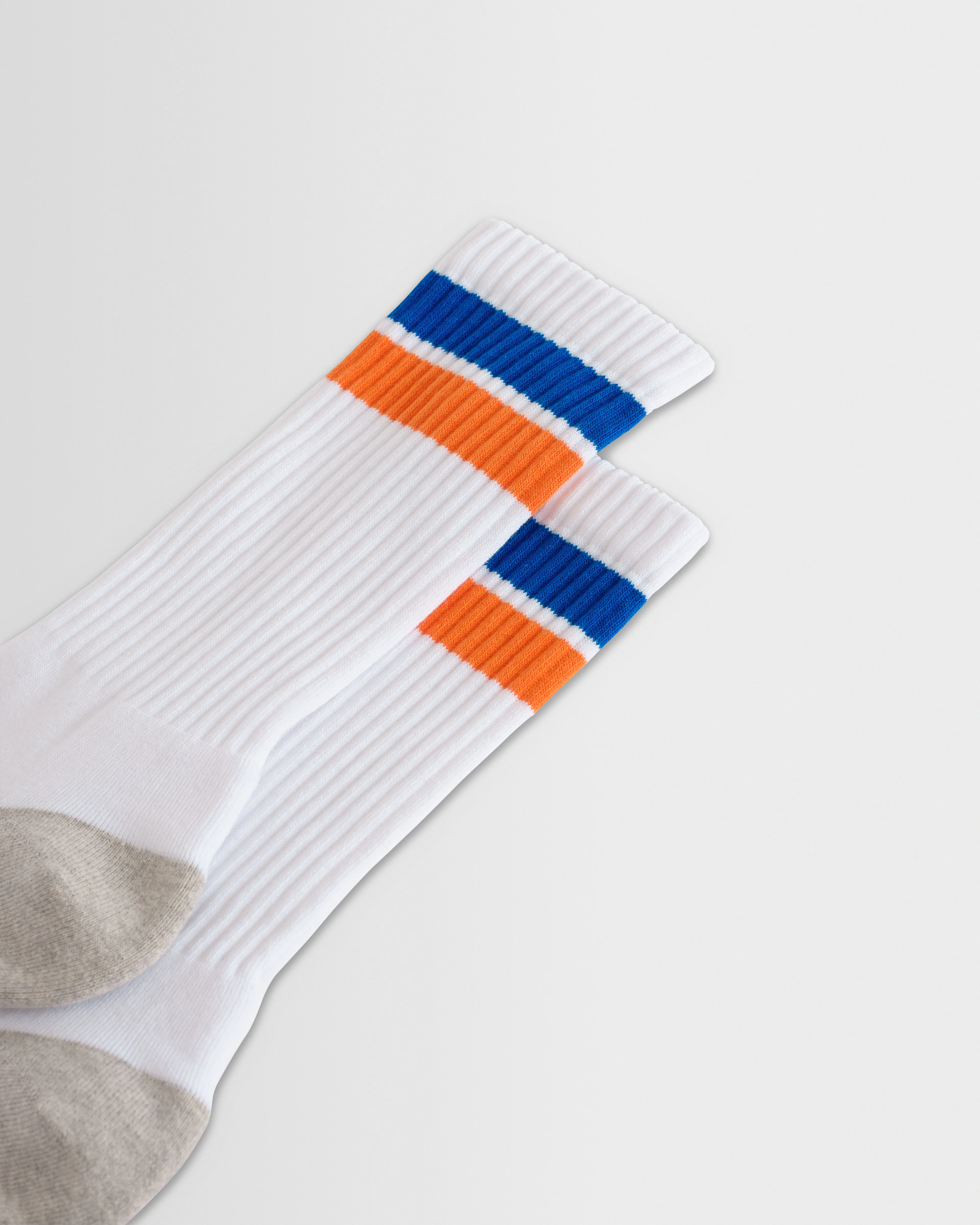 Thorpe - White And Blue Block Stripe Sports Socks - Image 2