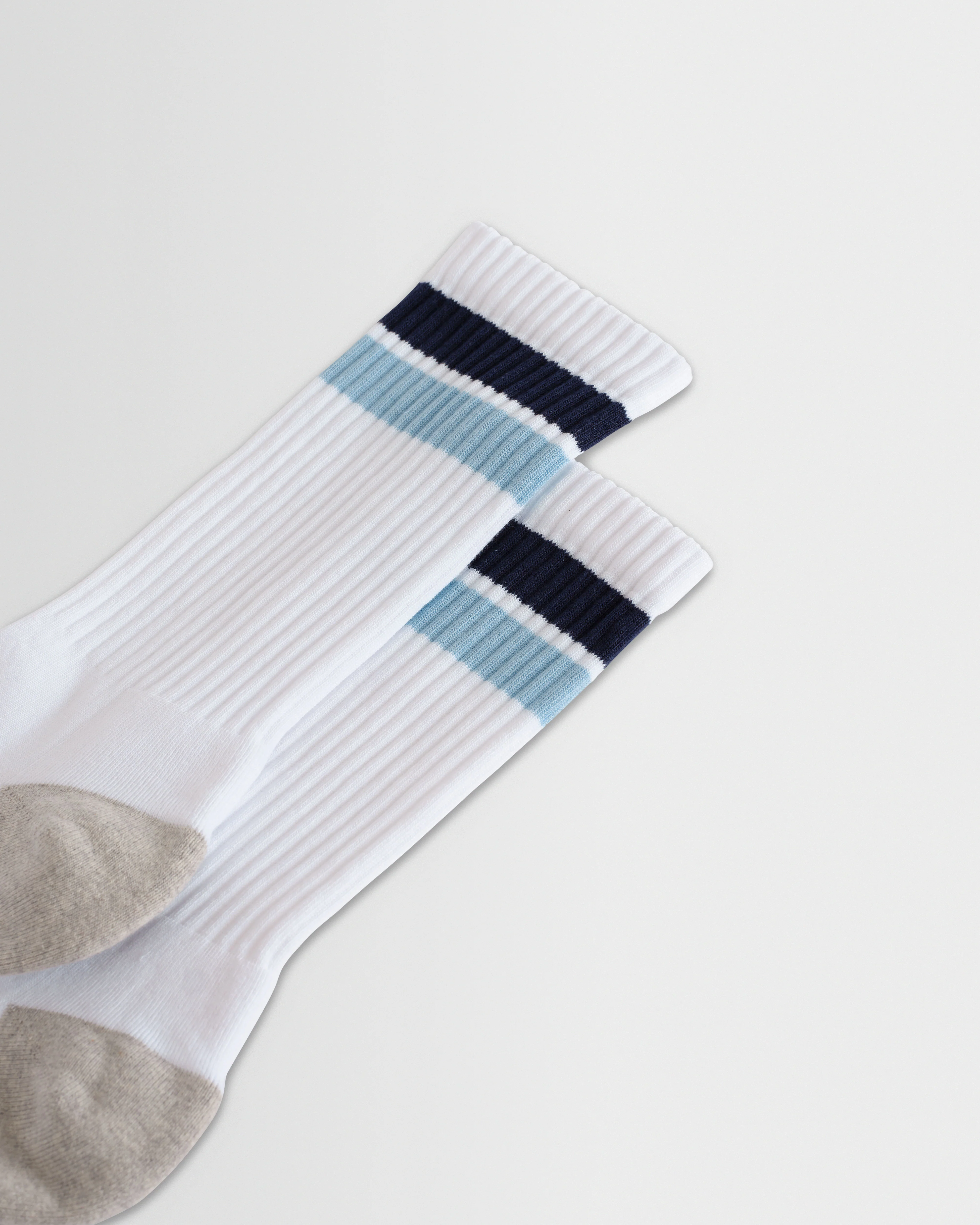 Thorpe - White And Navy Block Stripe Sports Socks - Image 2
