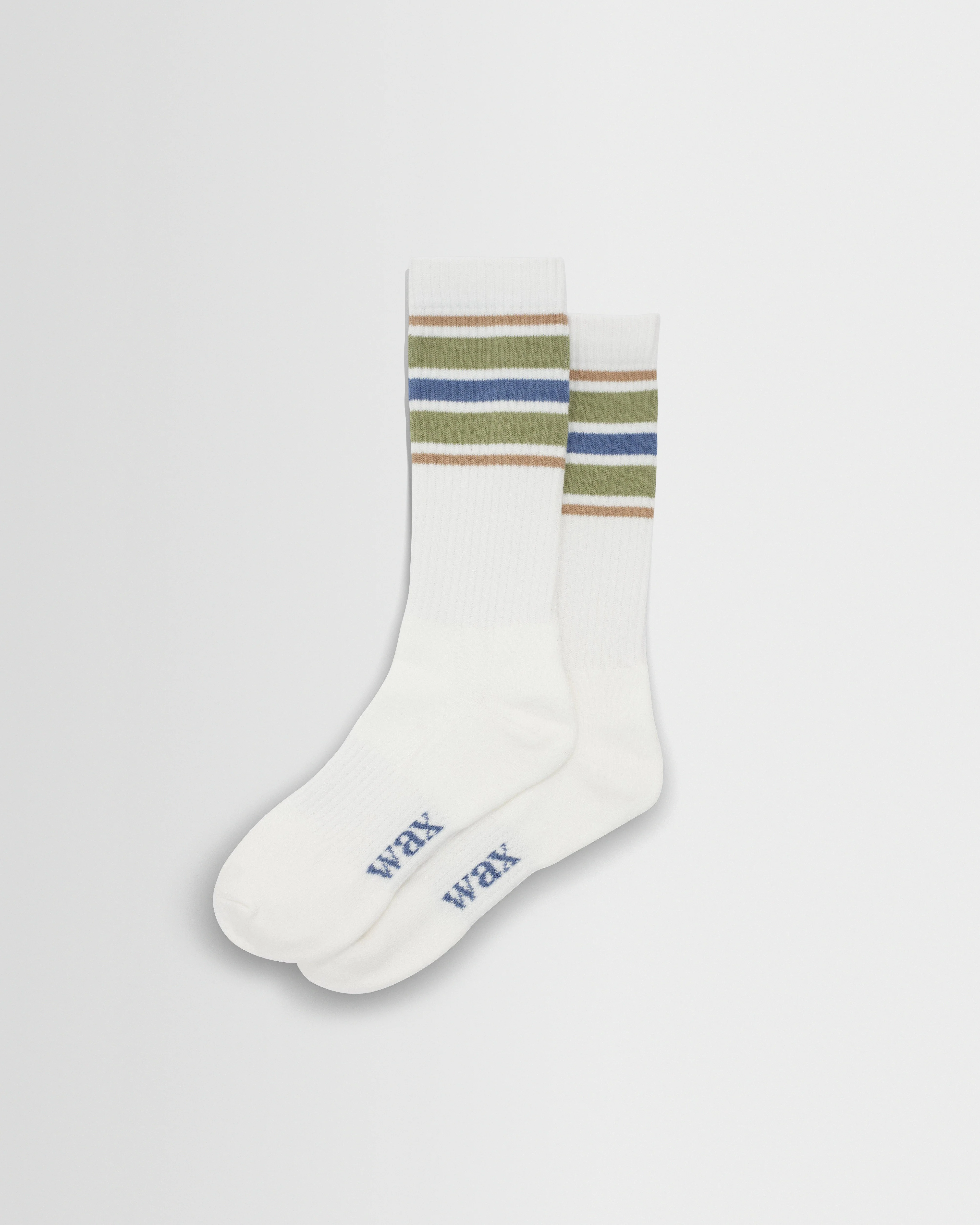 Thorpe - White And Sage Branded Stripe Socks