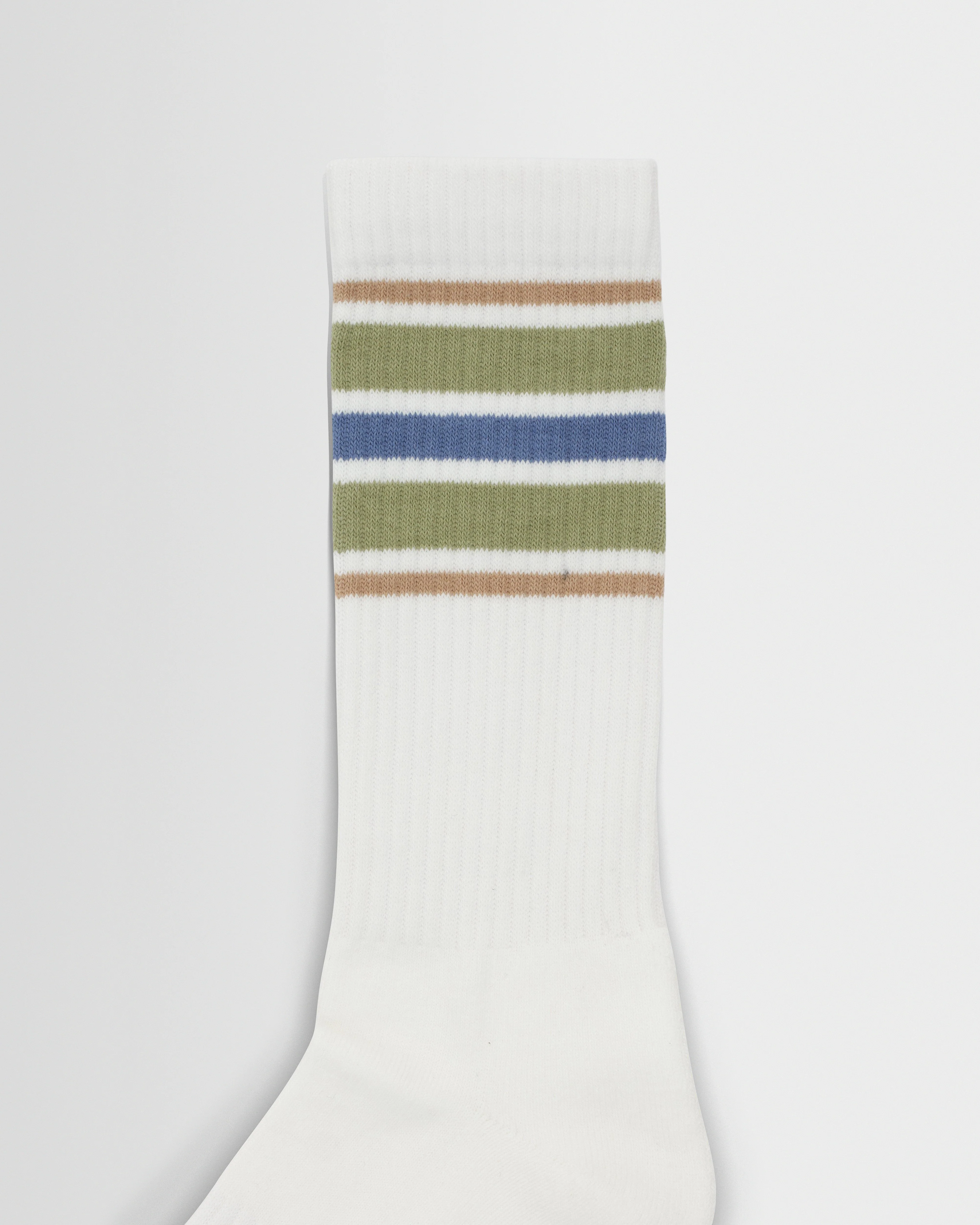 Thorpe - White And Sage Branded Stripe Socks - Image 2