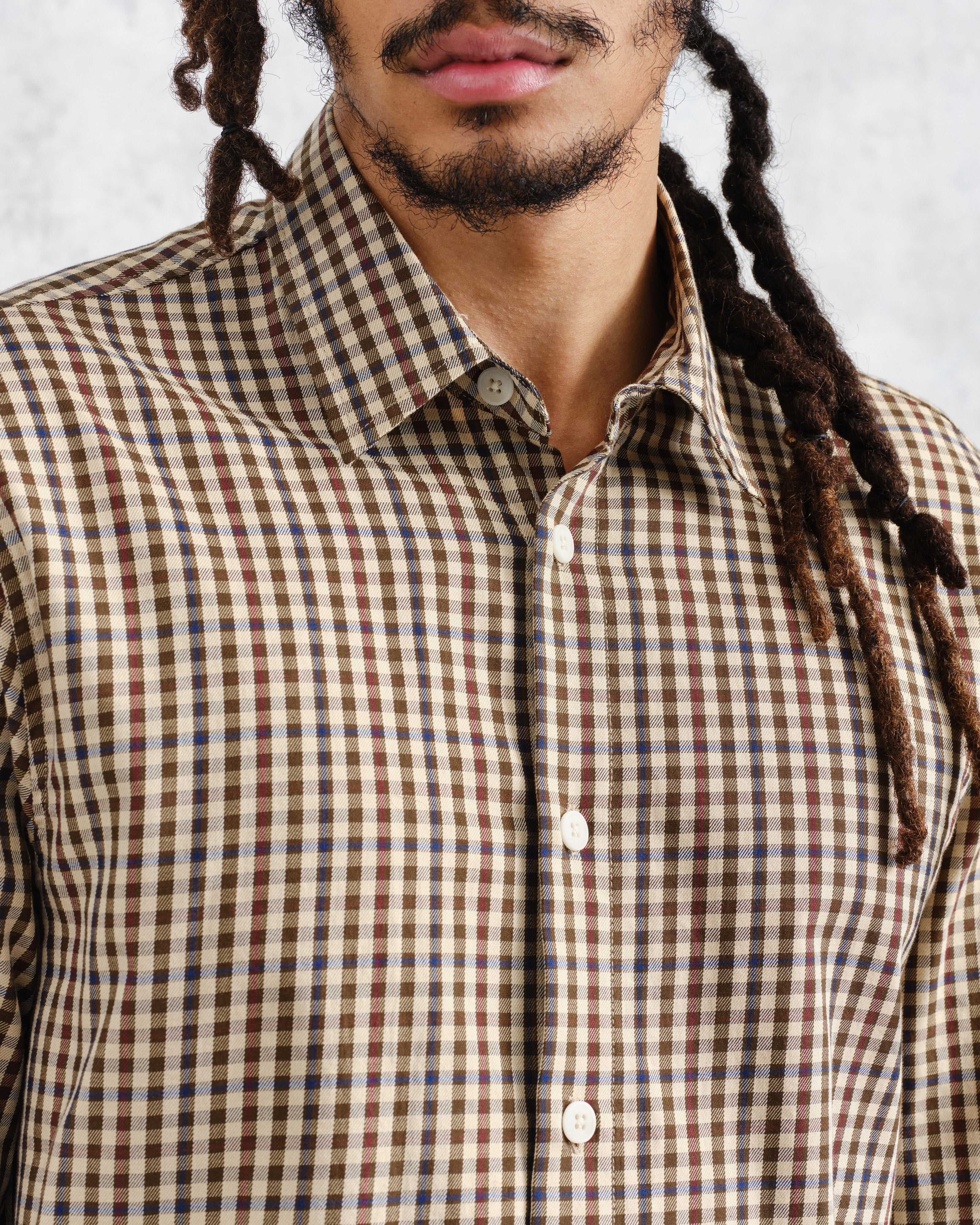 Trin - Beige Check Cotton Shirt - Image 3