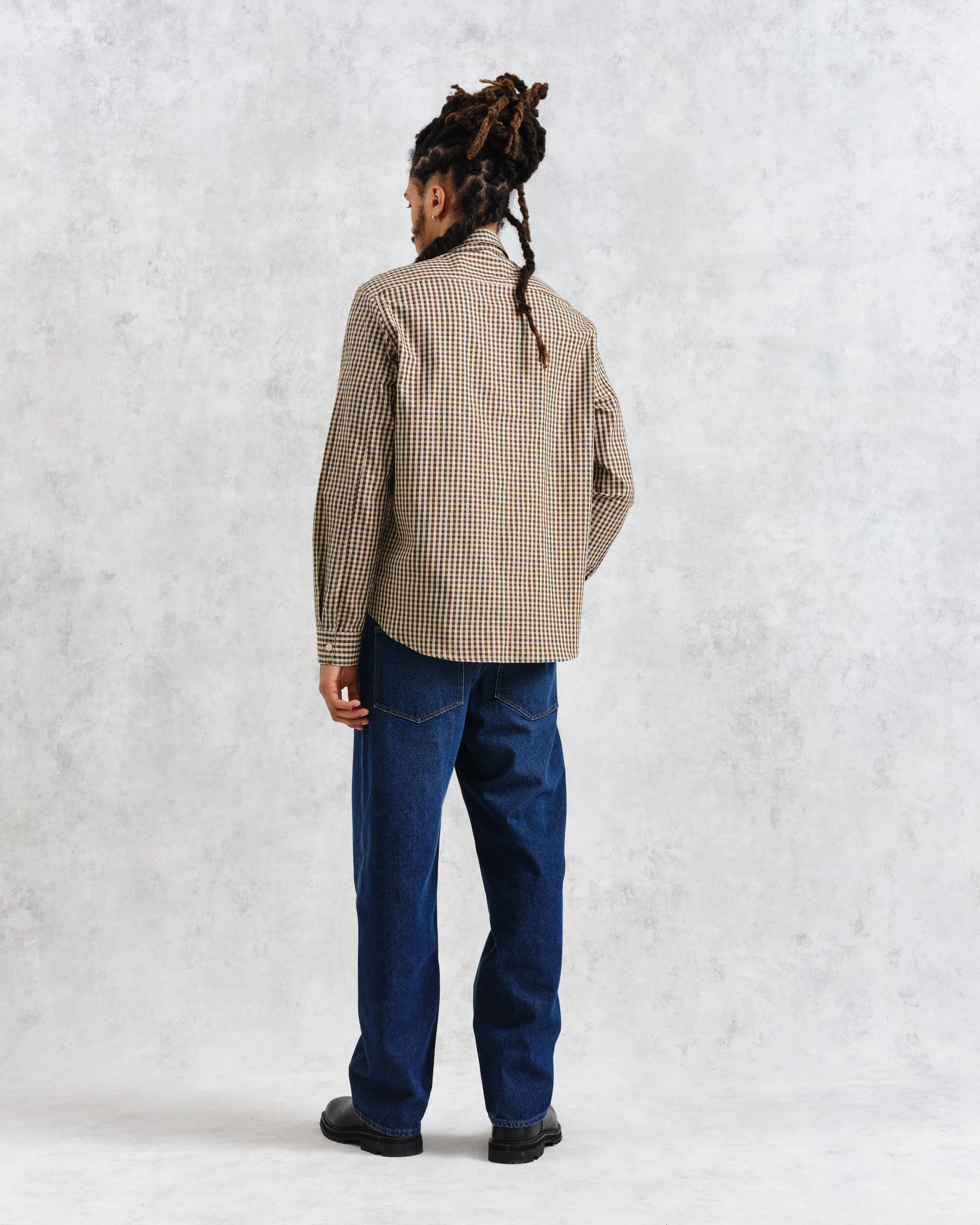 Trin - Beige Check Cotton Shirt - Image 5