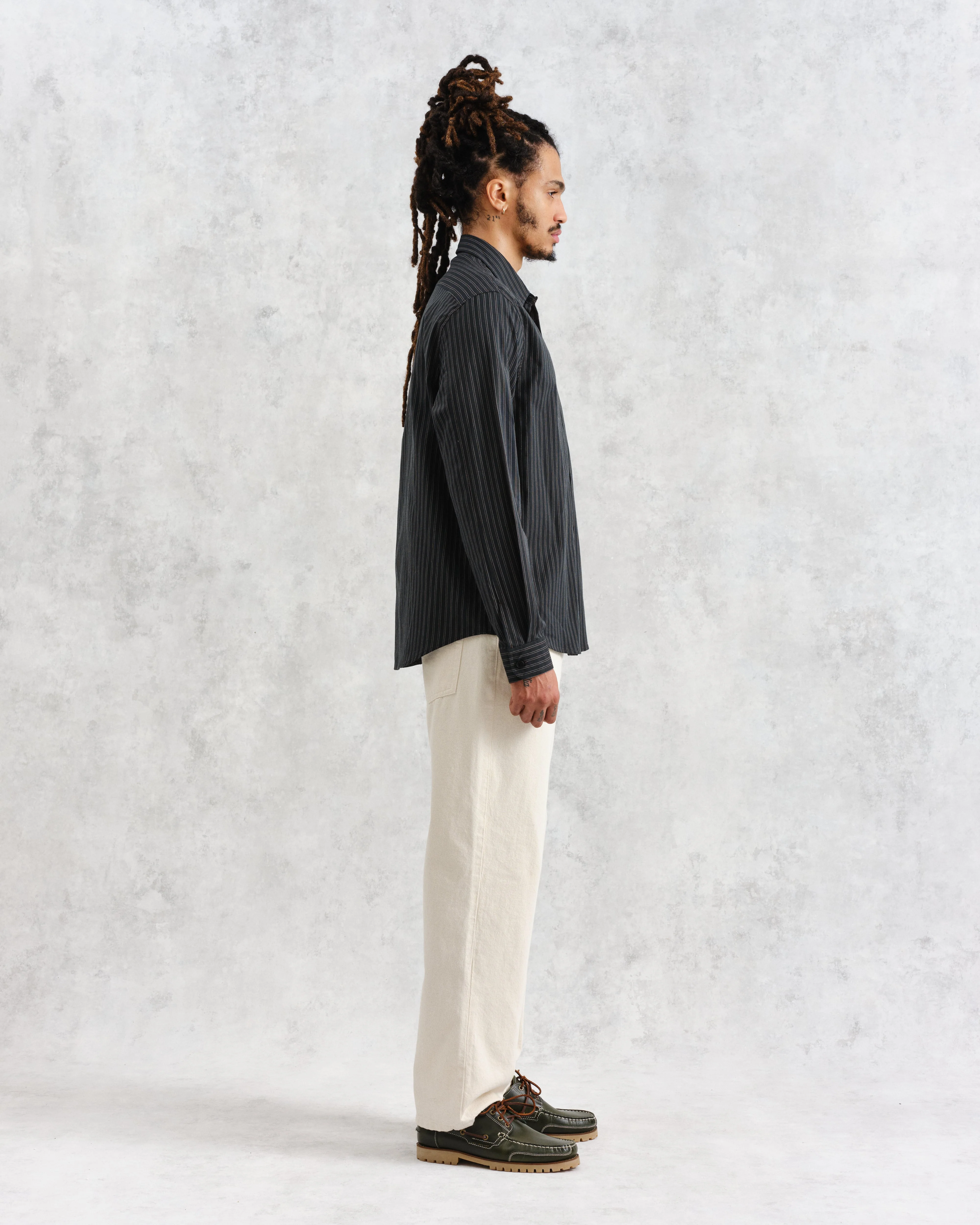 Trin - Green Striped Cotton Shirt - Image 4